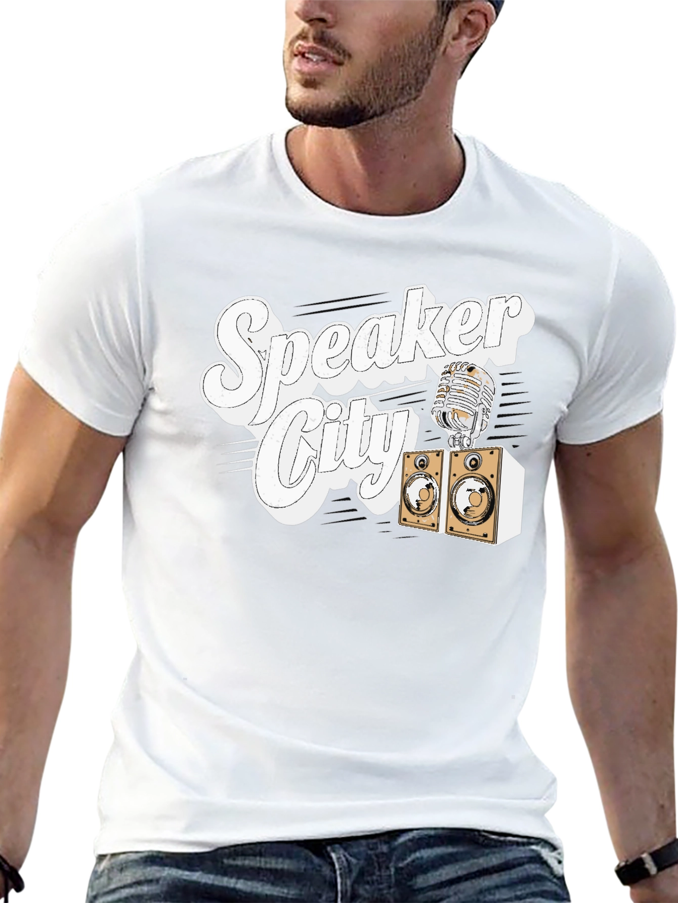 Speaker City T-Shirt - Retro Microphone Design