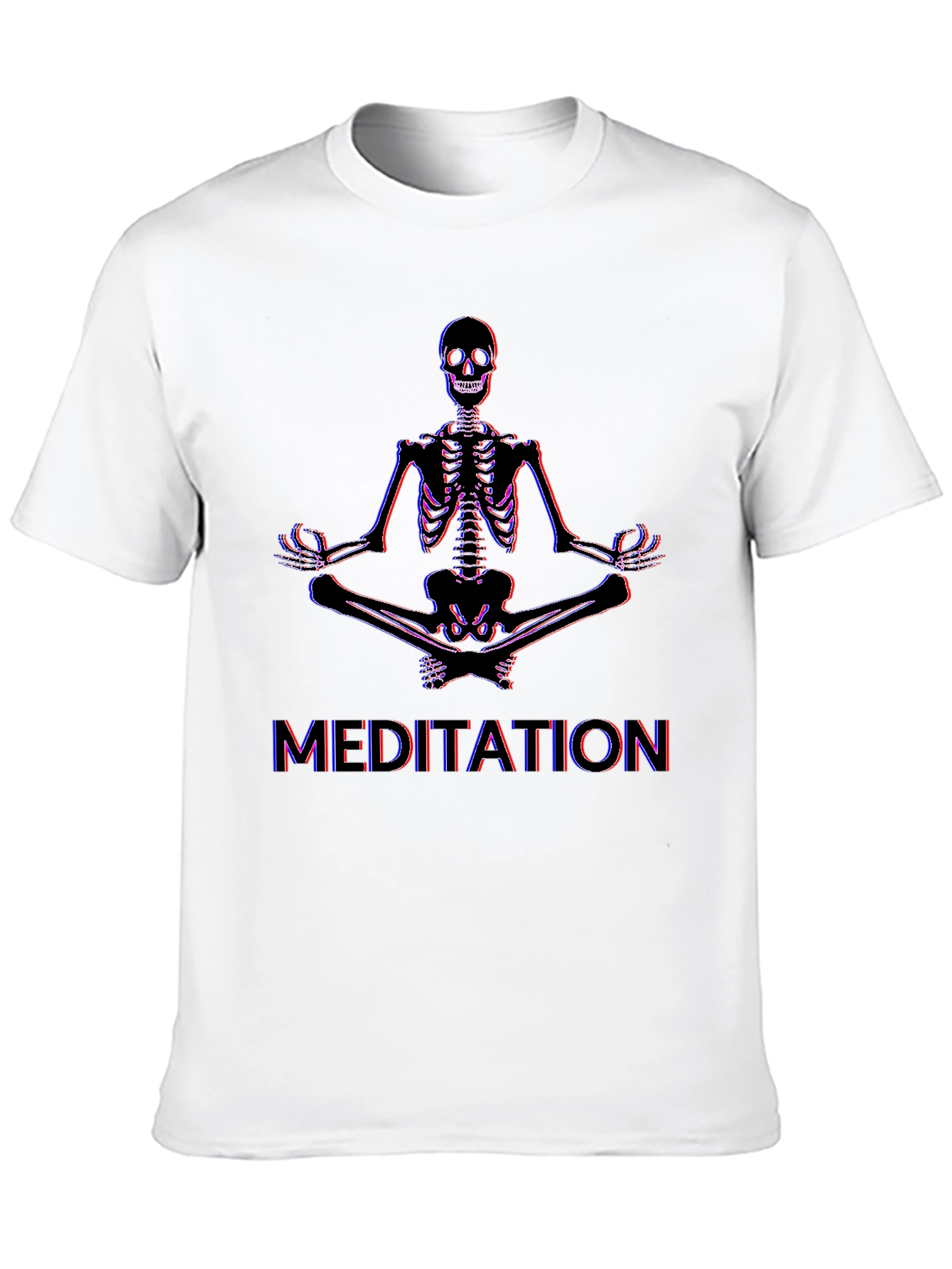 Meditating Skeleton Graphic Tee - Black Cotton Blend