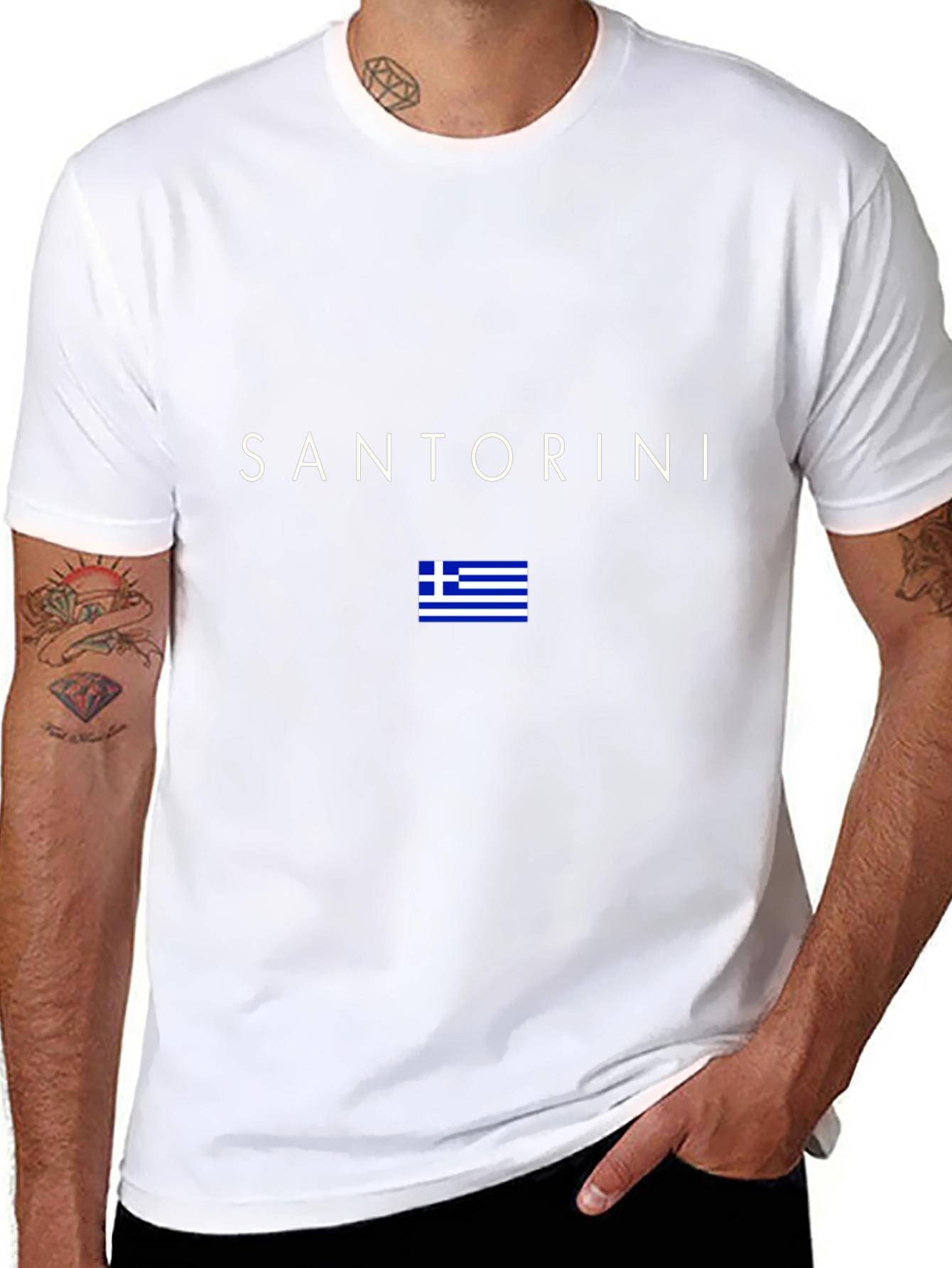 Santorini Greece Flag T-Shirt