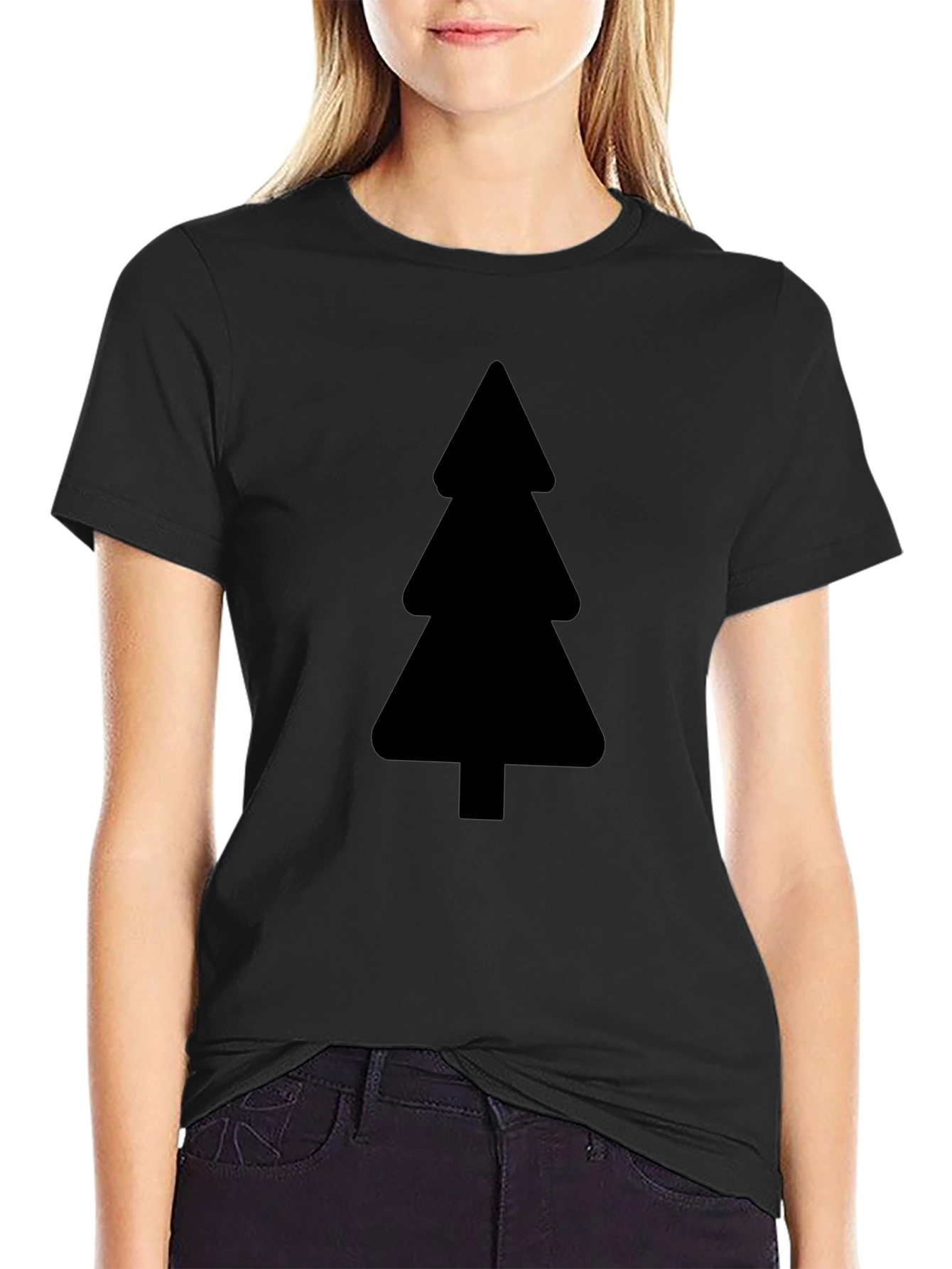 Minimalist Tree Graphic Black T-Shirt