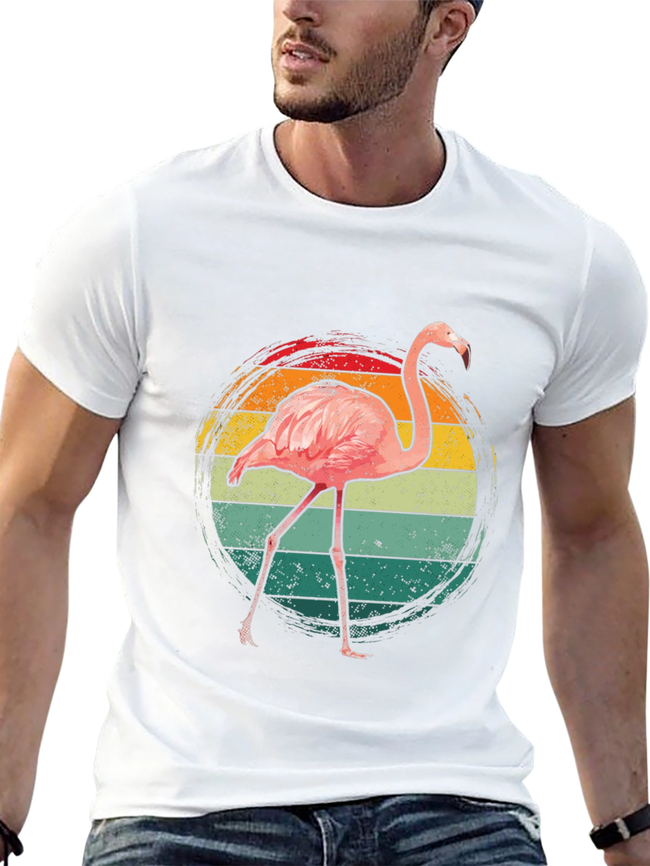 Retro Flamingo Graphic T-Shirt - Casual Style