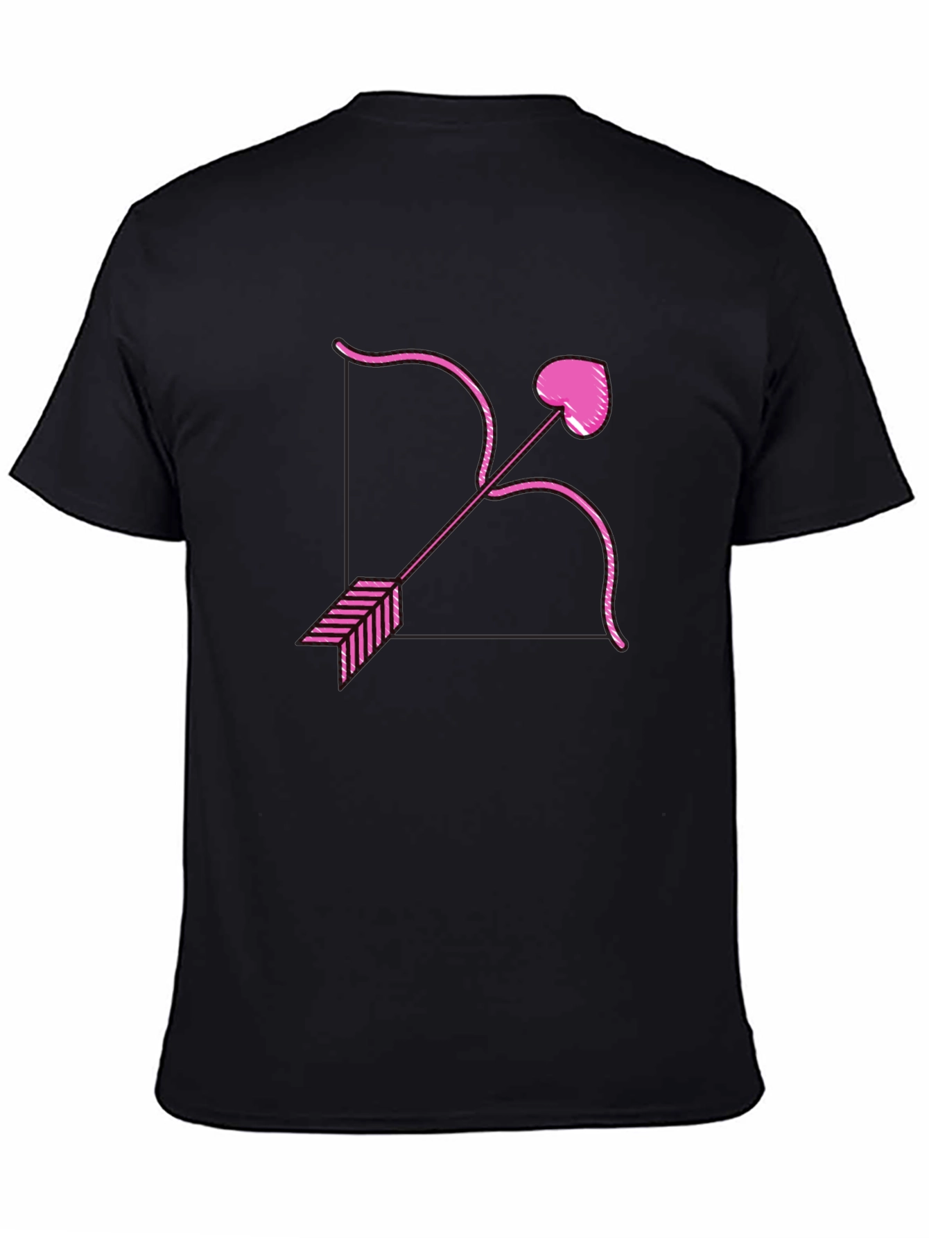 Cupids Bow Heart Arrow Graphic Black T-Shirt