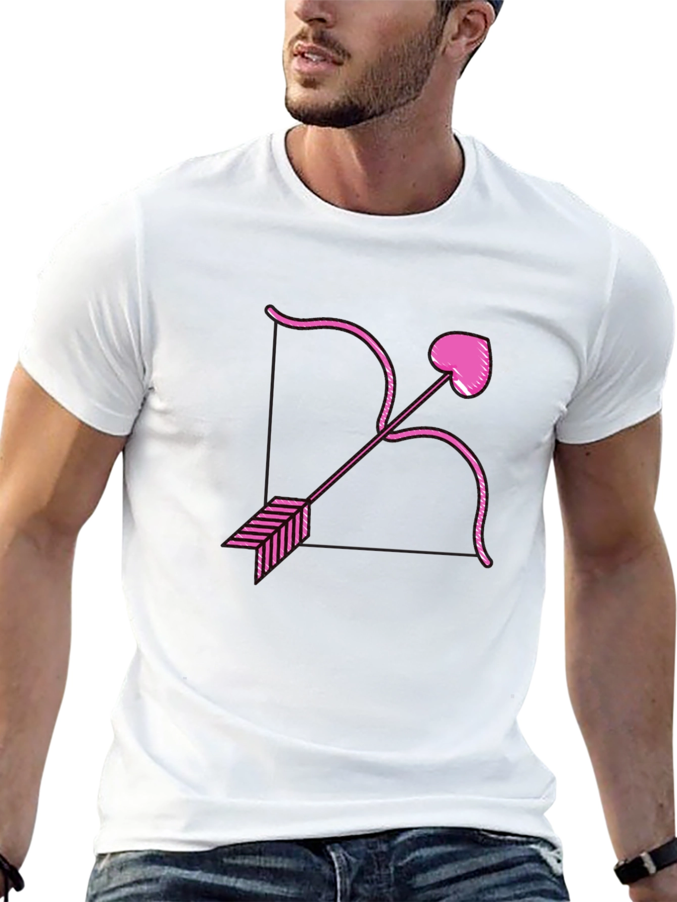 Cupids Bow Heart Arrow Graphic Black T-Shirt