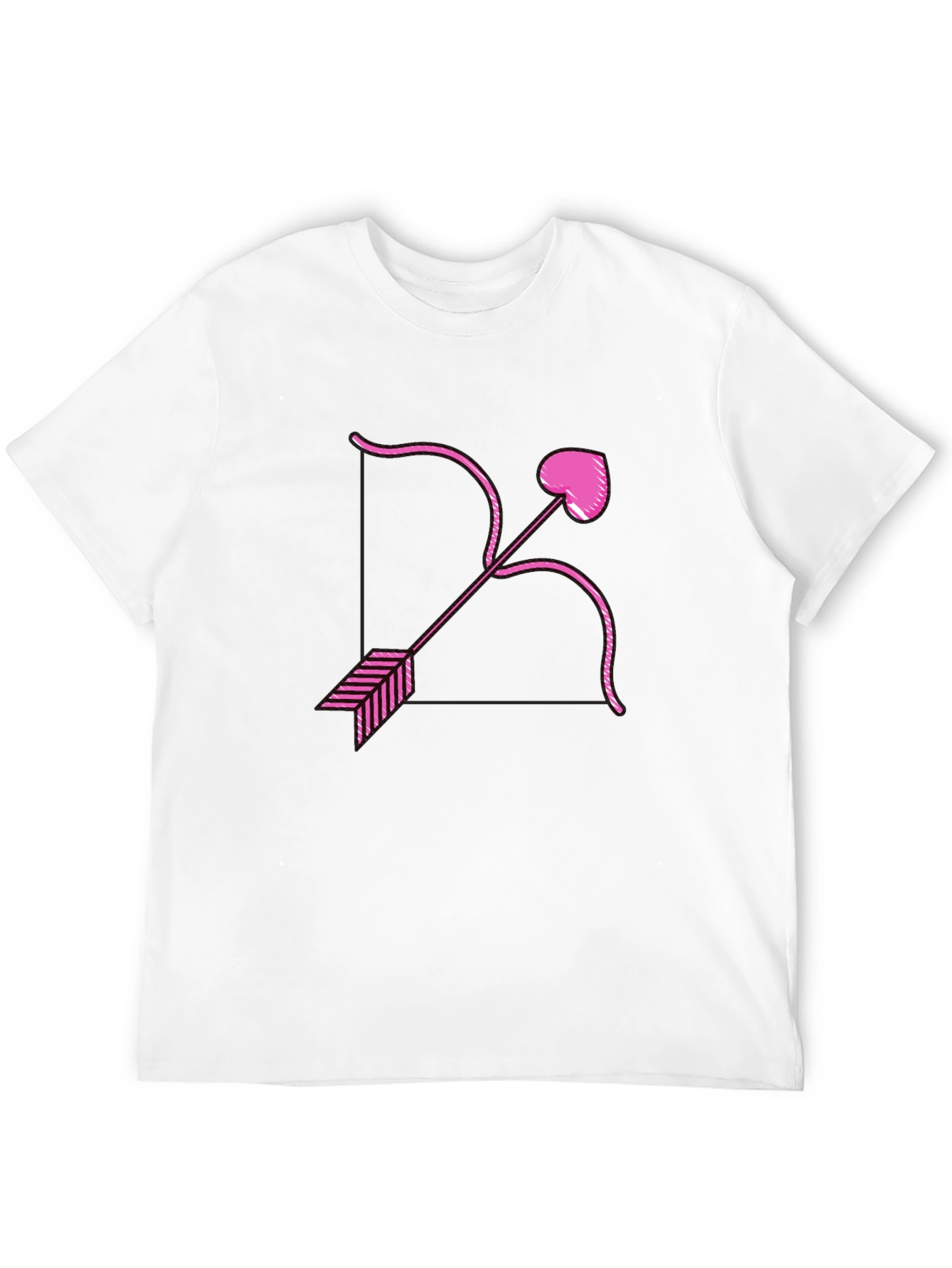 Cupids Bow Heart Arrow Graphic Black T-Shirt