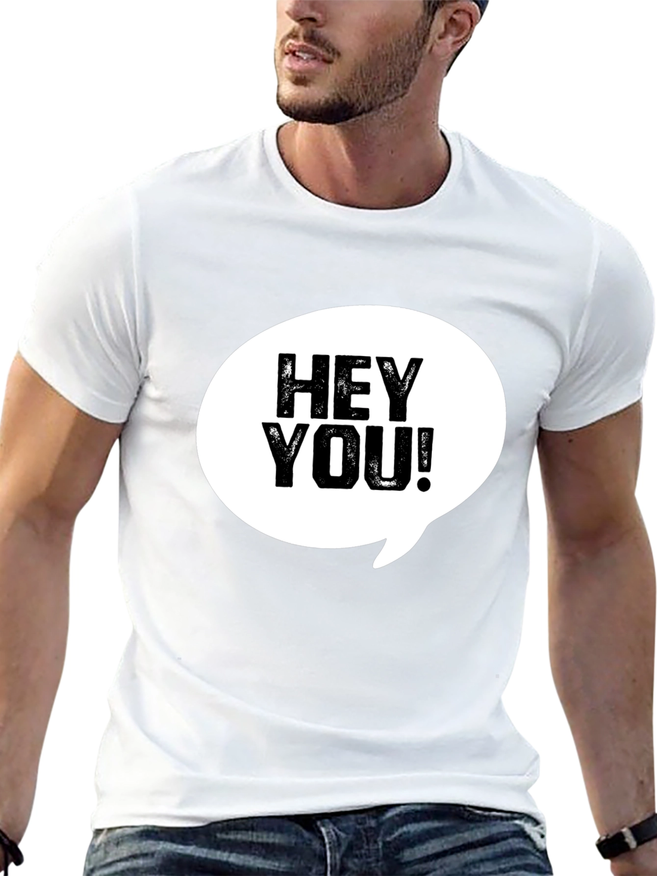 Hey You! Graphic Print Crew Neck T-Shirt