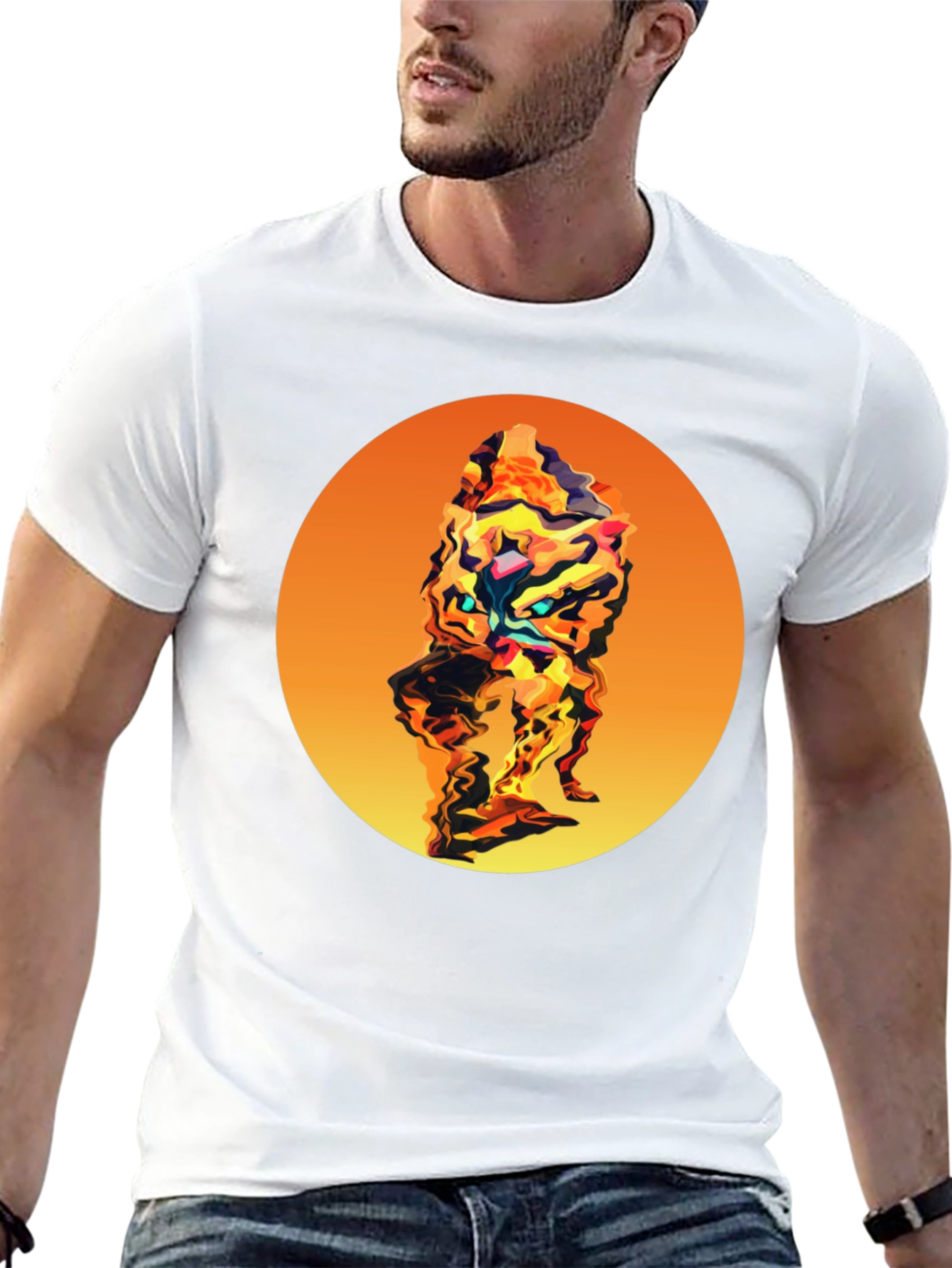 Abstract Graphic Tee - Stylish Mens Black T-Shirt
