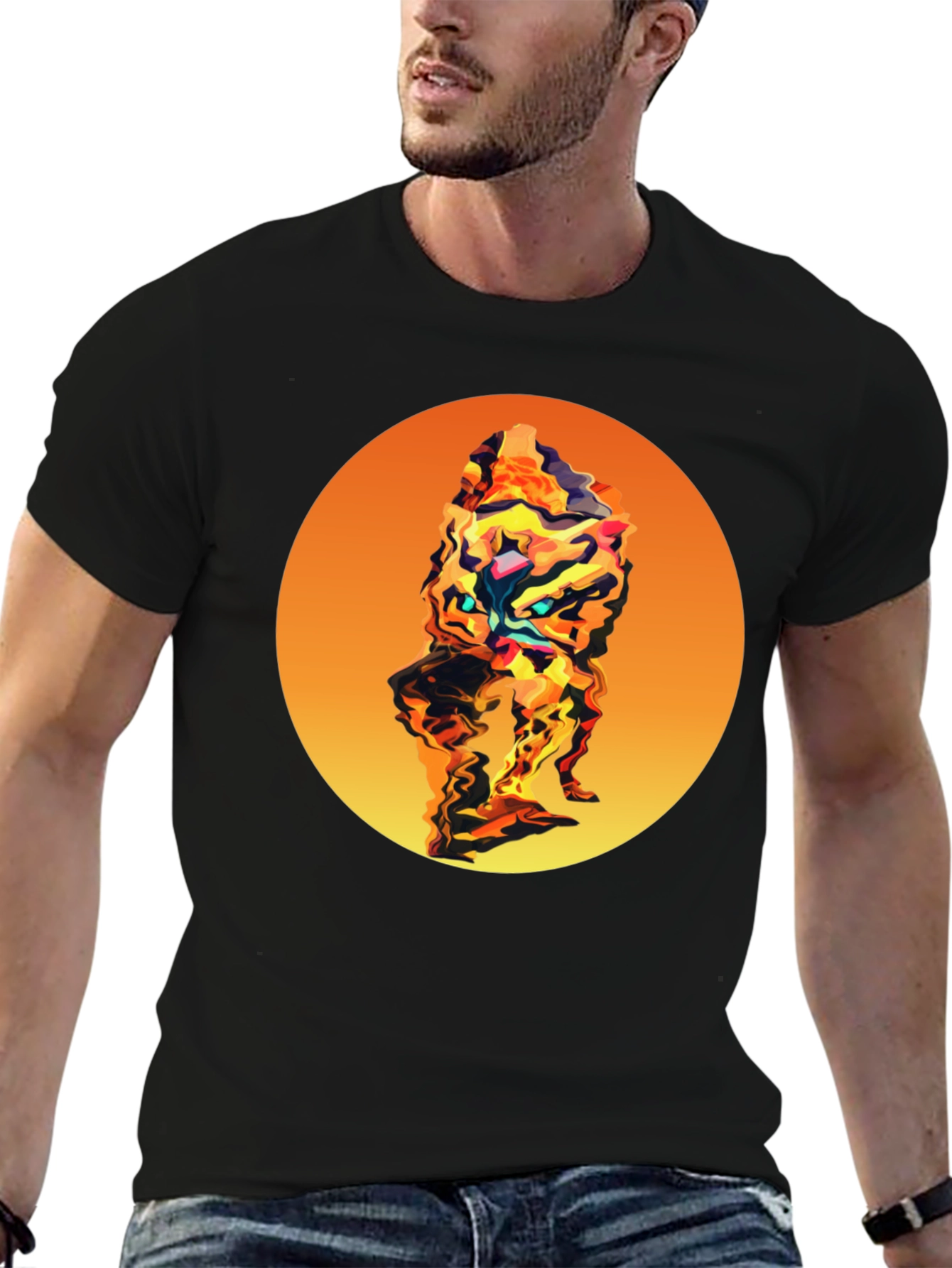 Abstract Graphic Tee - Stylish Mens Black T-Shirt