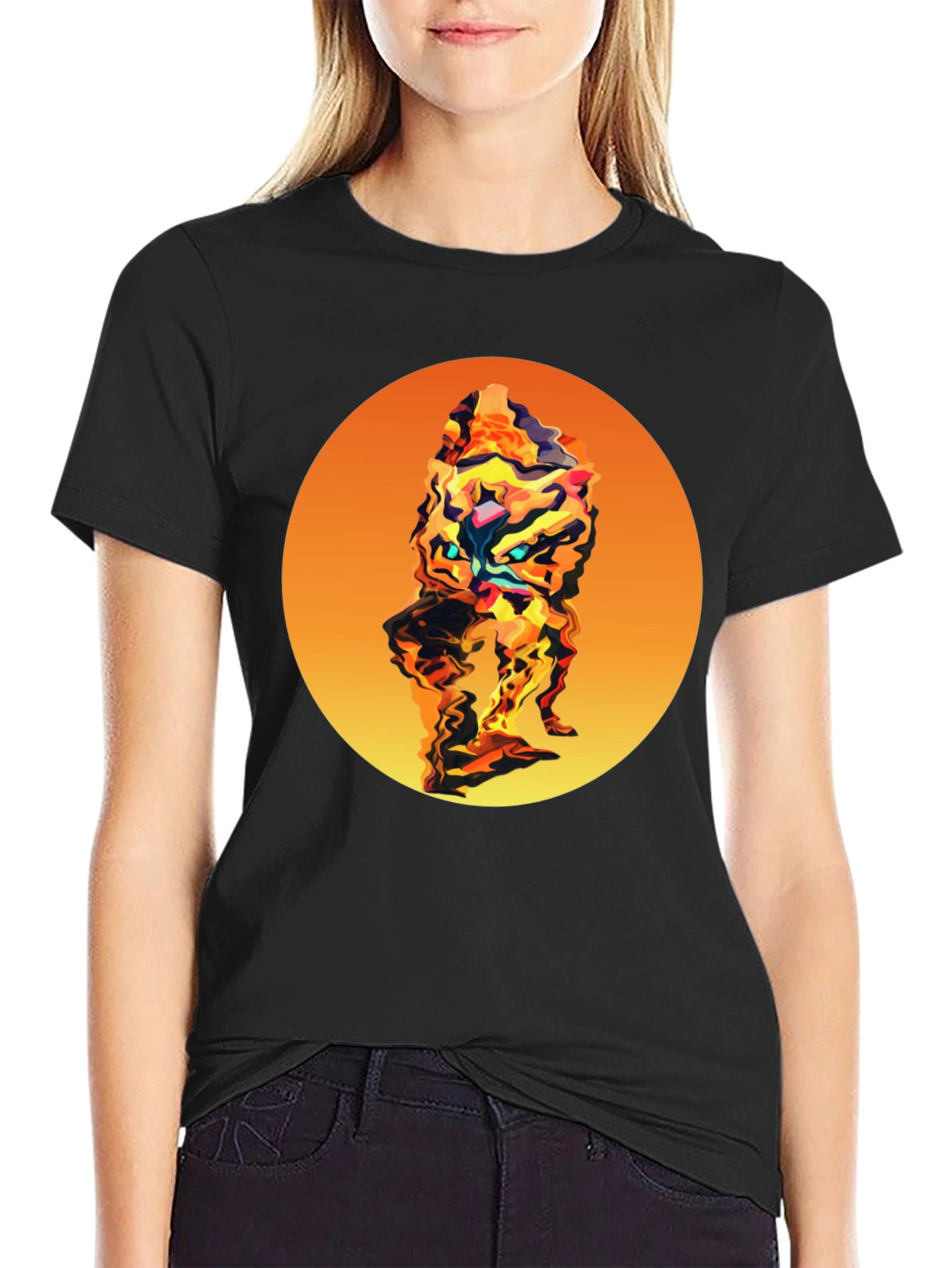 Abstract Graphic Tee - Stylish Mens Black T-Shirt