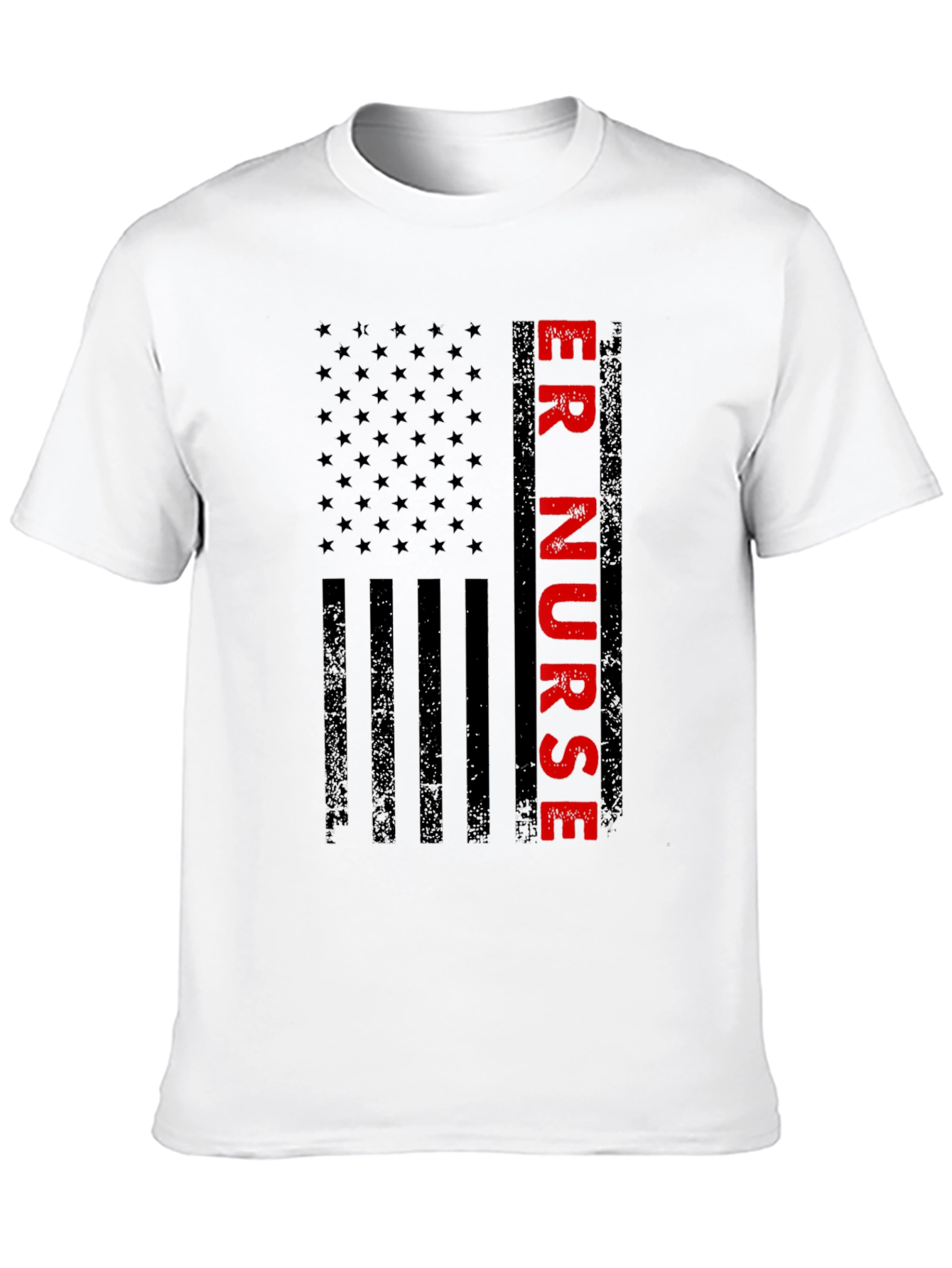ER Nurse American Flag Graphic Tee - Patriotic Shirt
