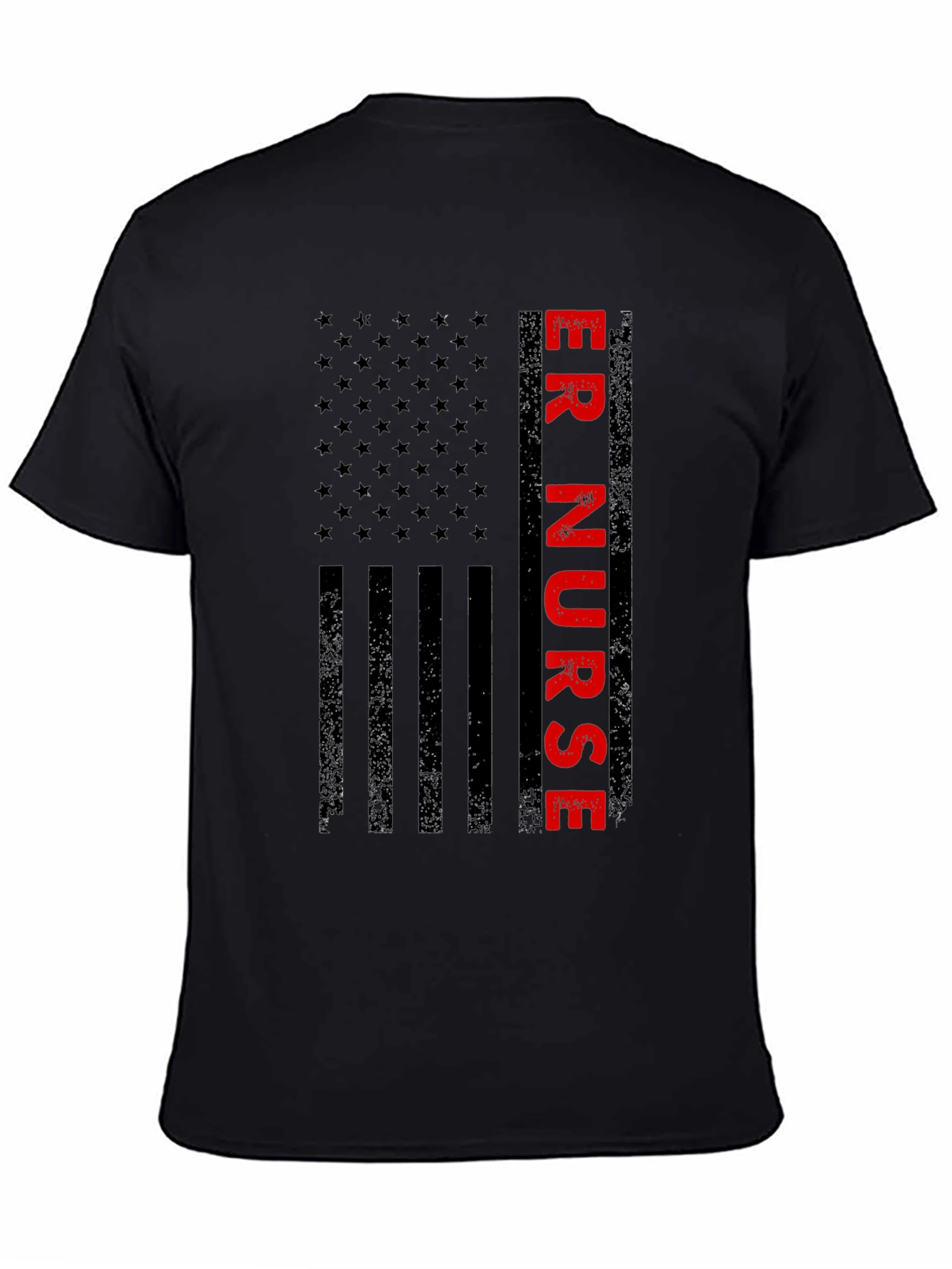 ER Nurse American Flag Graphic Tee - Patriotic Shirt