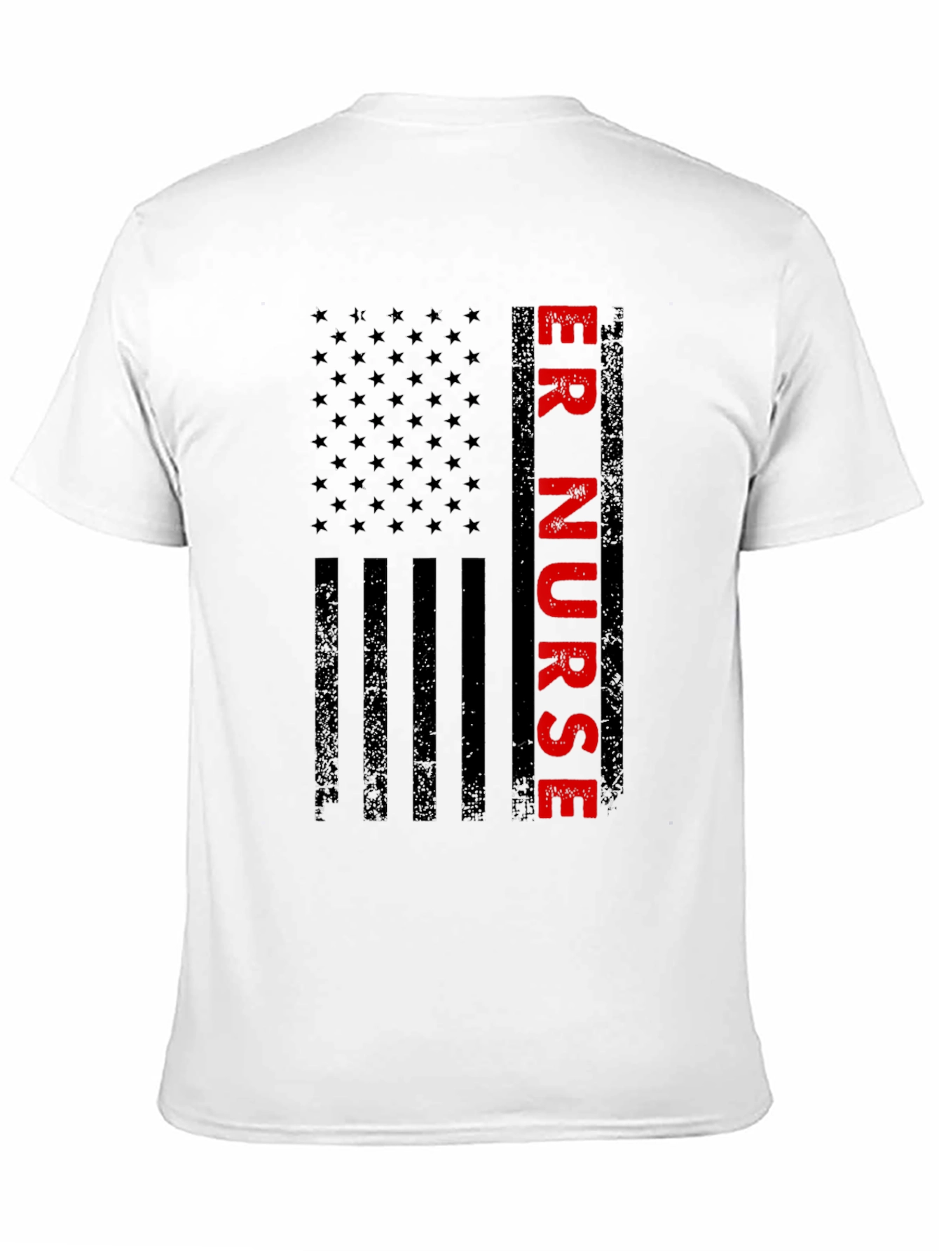 ER Nurse American Flag Graphic Tee - Patriotic Shirt