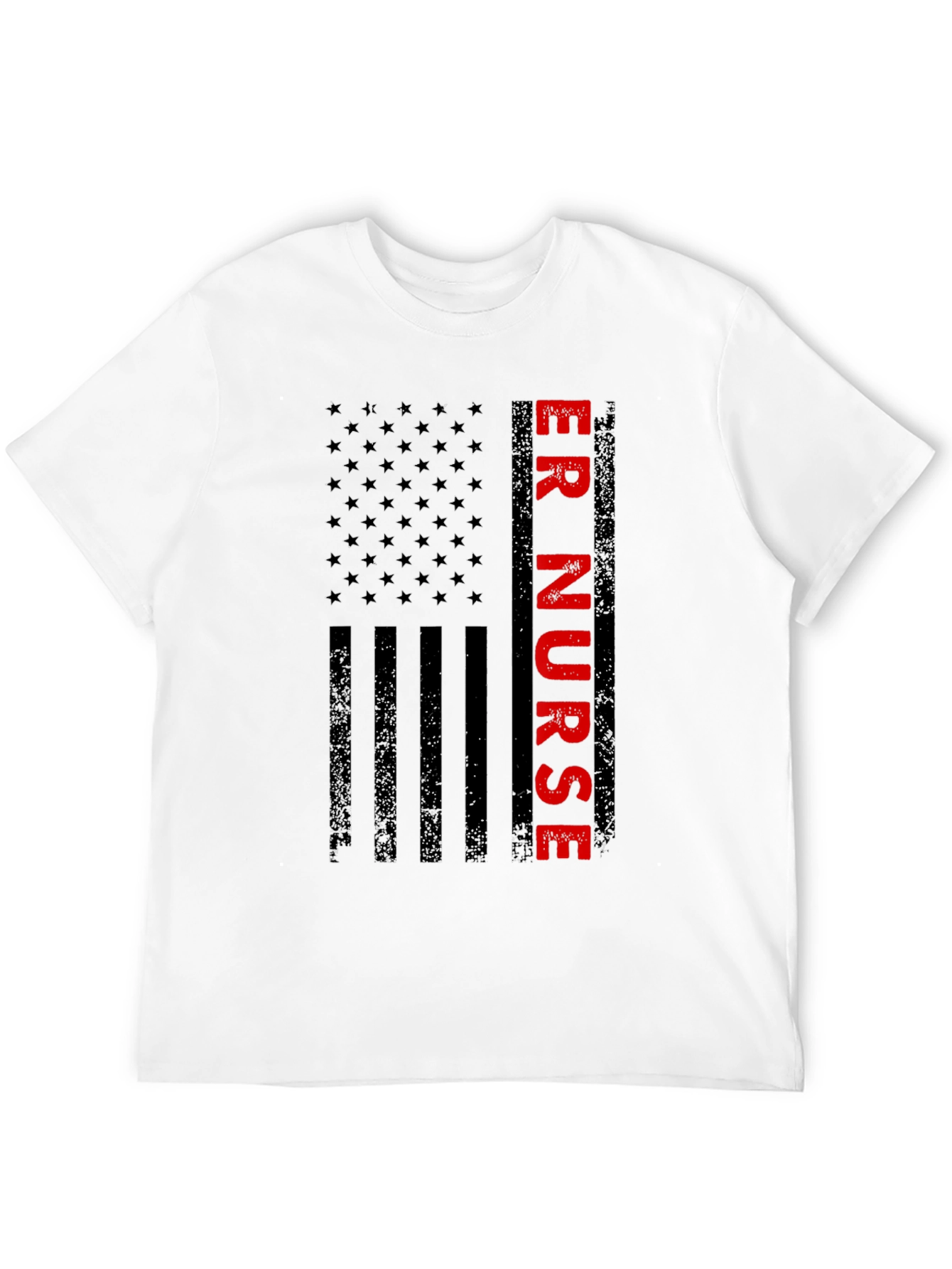 ER Nurse American Flag Graphic Tee - Patriotic Shirt