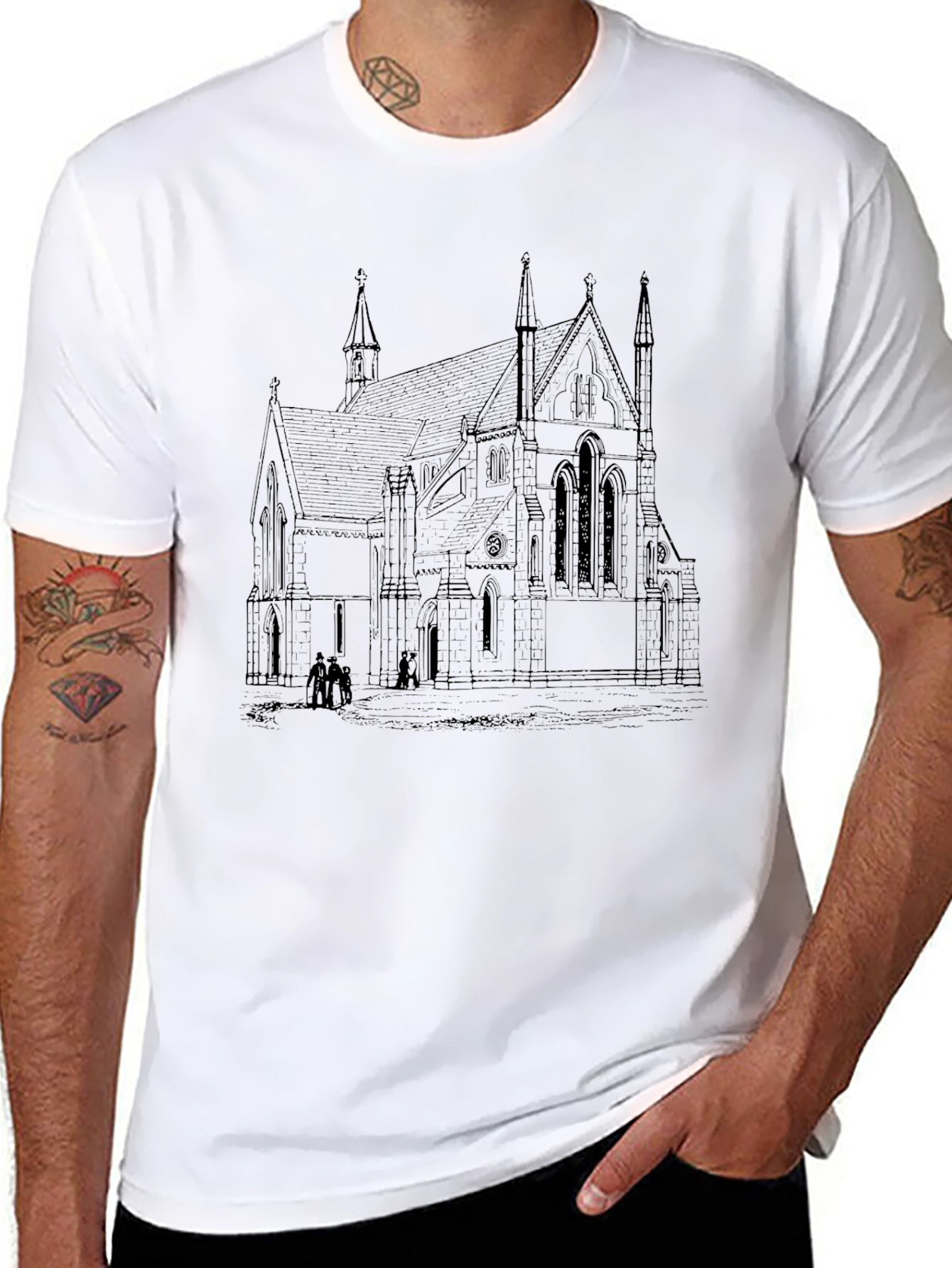 Architectural Church Sketch T-Shirt