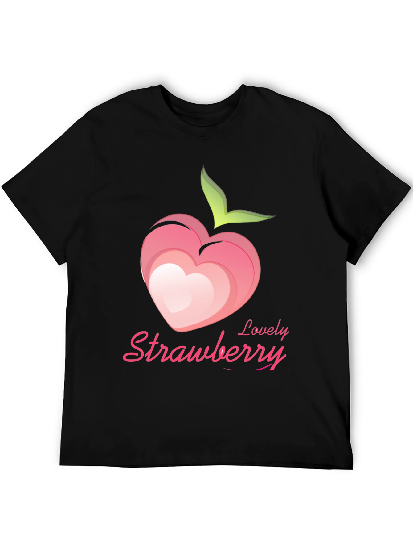 Lovely Strawberry Graphic Tee - Black