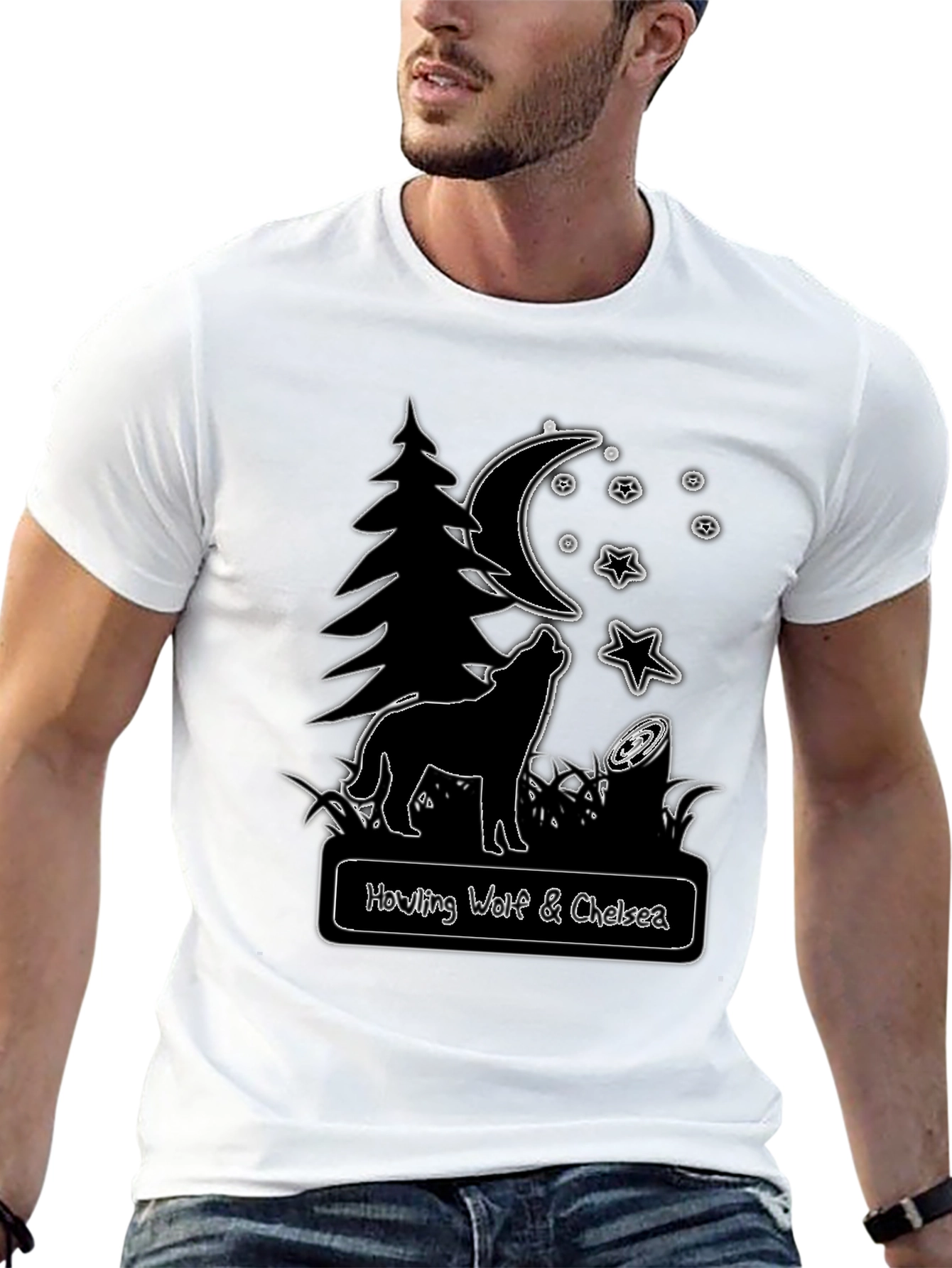 Howling Wolf & Chelsea Black Graphic T-Shirt