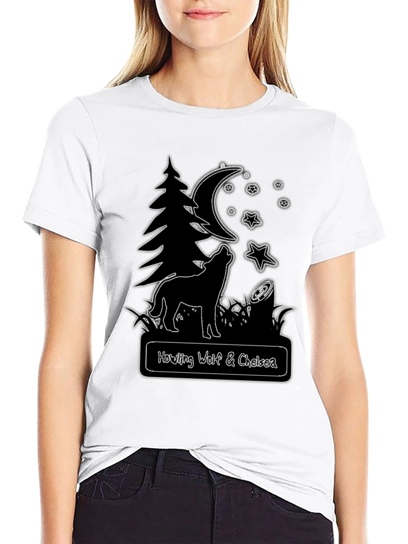 Howling Wolf & Chelsea Black Graphic T-Shirt