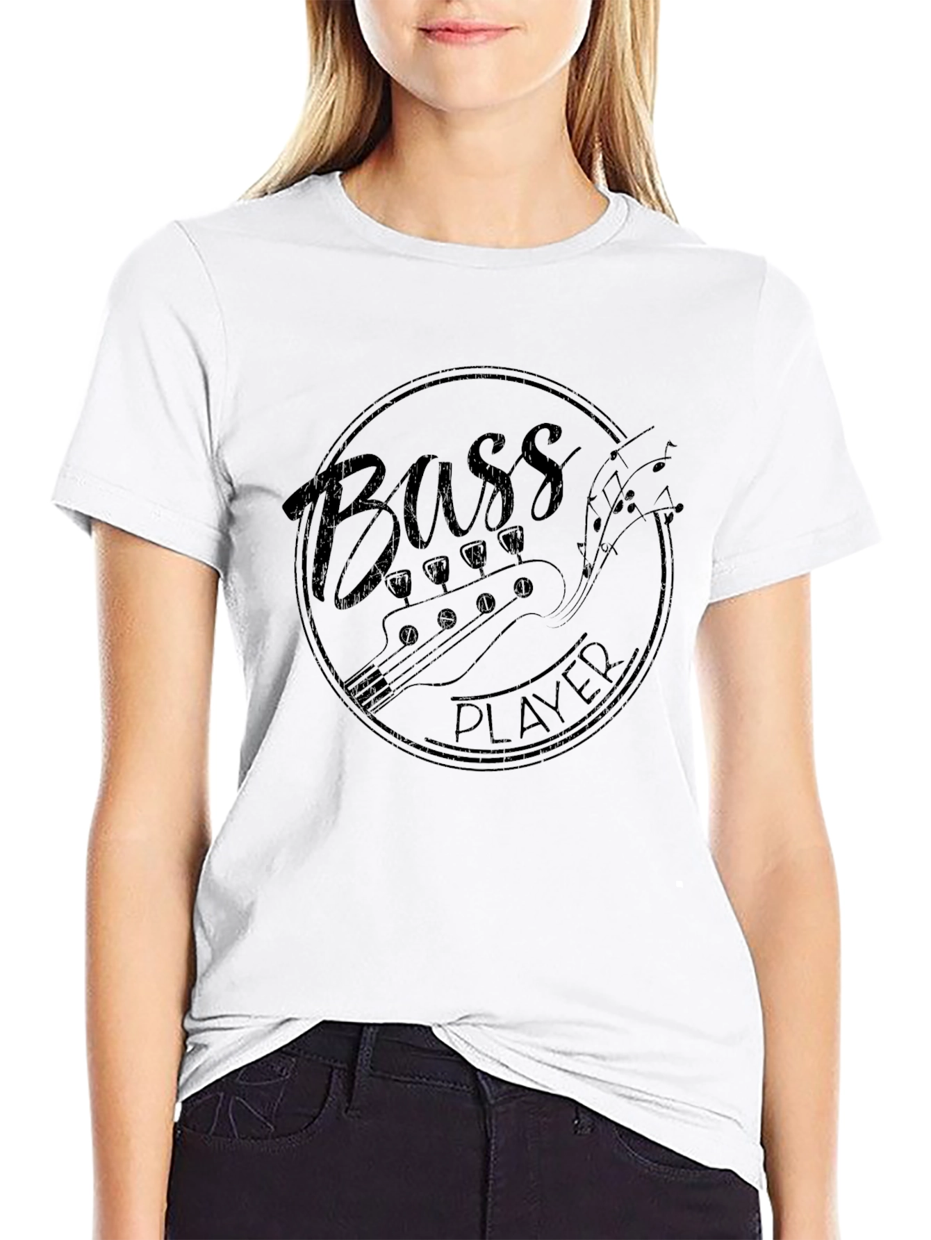 Bass Player Graphic Tee - Black Cotton T-Shirt