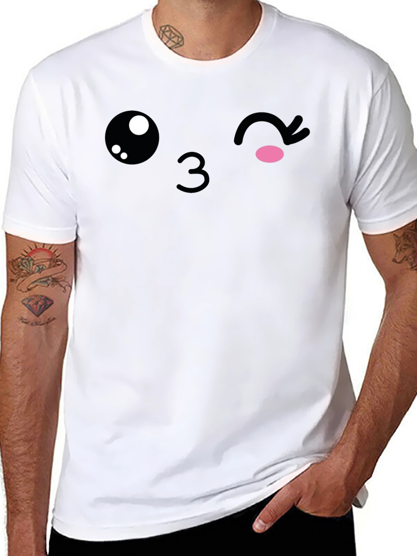 Winking Emoji Graphic T-Shirt - Soft Cotton Blend