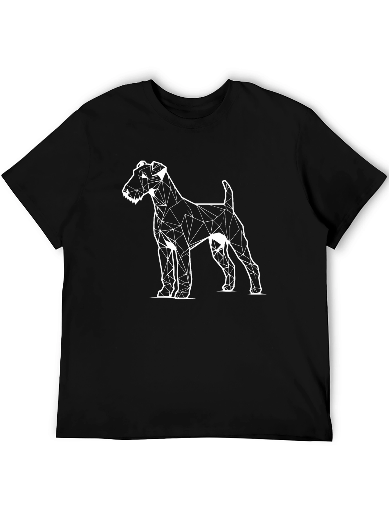 Geometric Dog Graphic T-Shirt - Black
