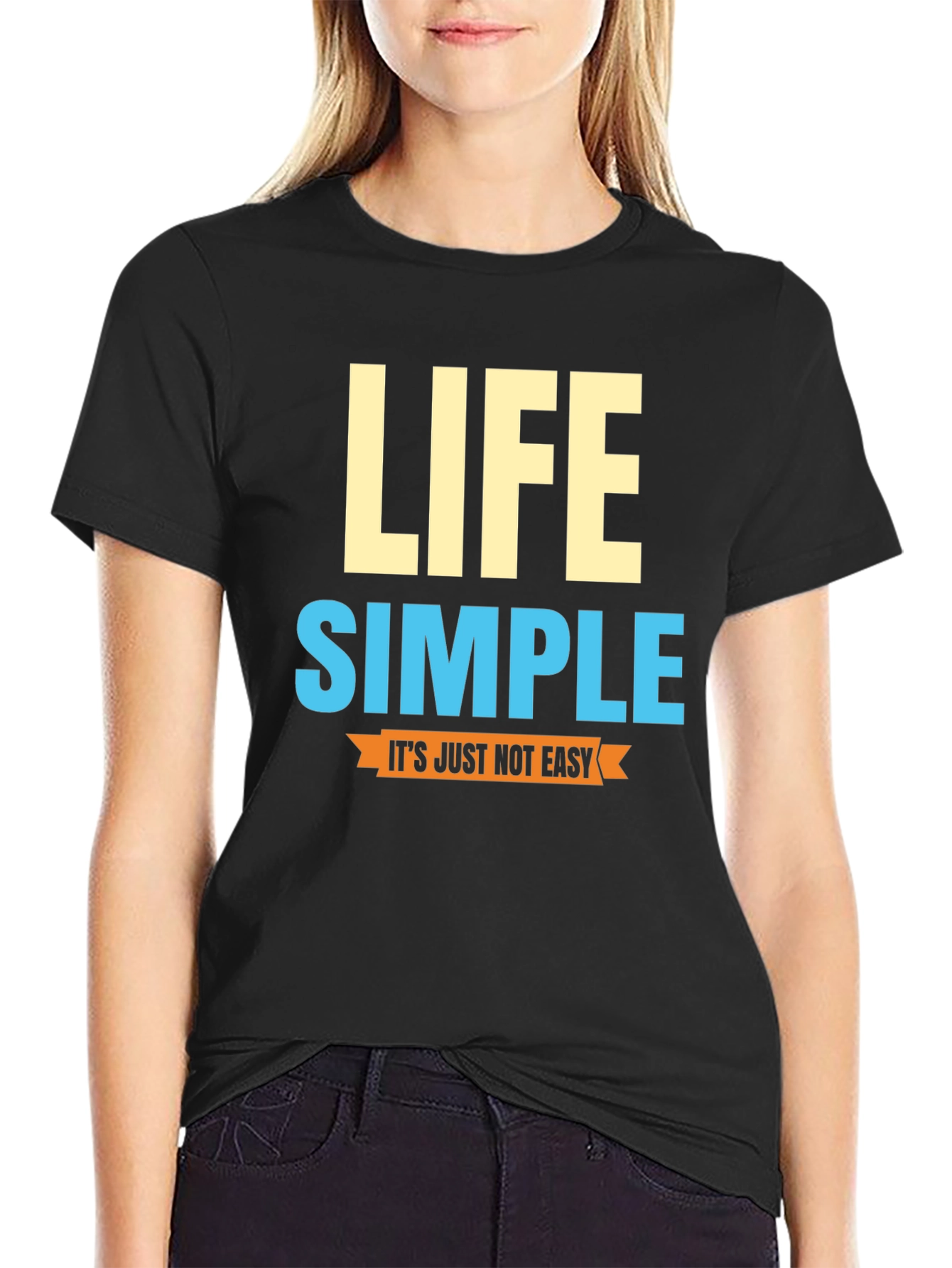 Life Simple Mens Black Graphic T-Shirt