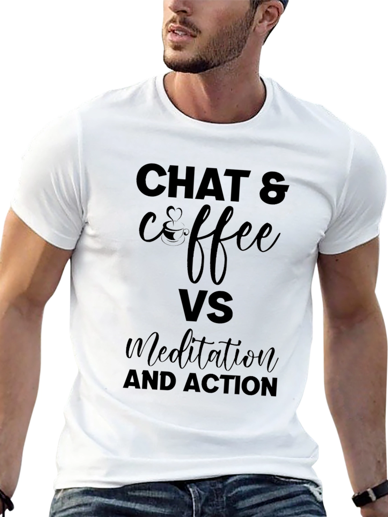 Chat & Coffee VS Meditation T-Shirt - Black
