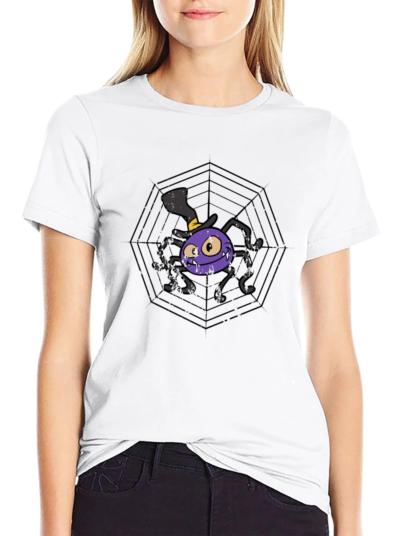 Spooky Spider Web Graphic Tee - Halloween Ready!