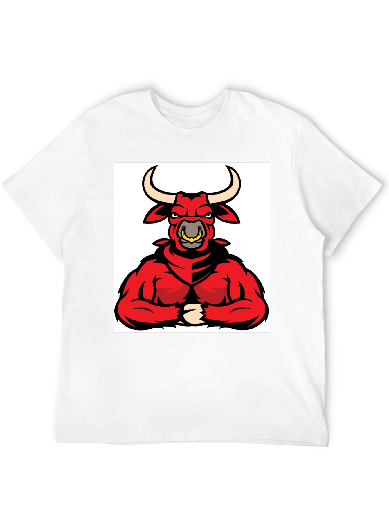 Mens Black T-Shirt with Red Bull Graphic
