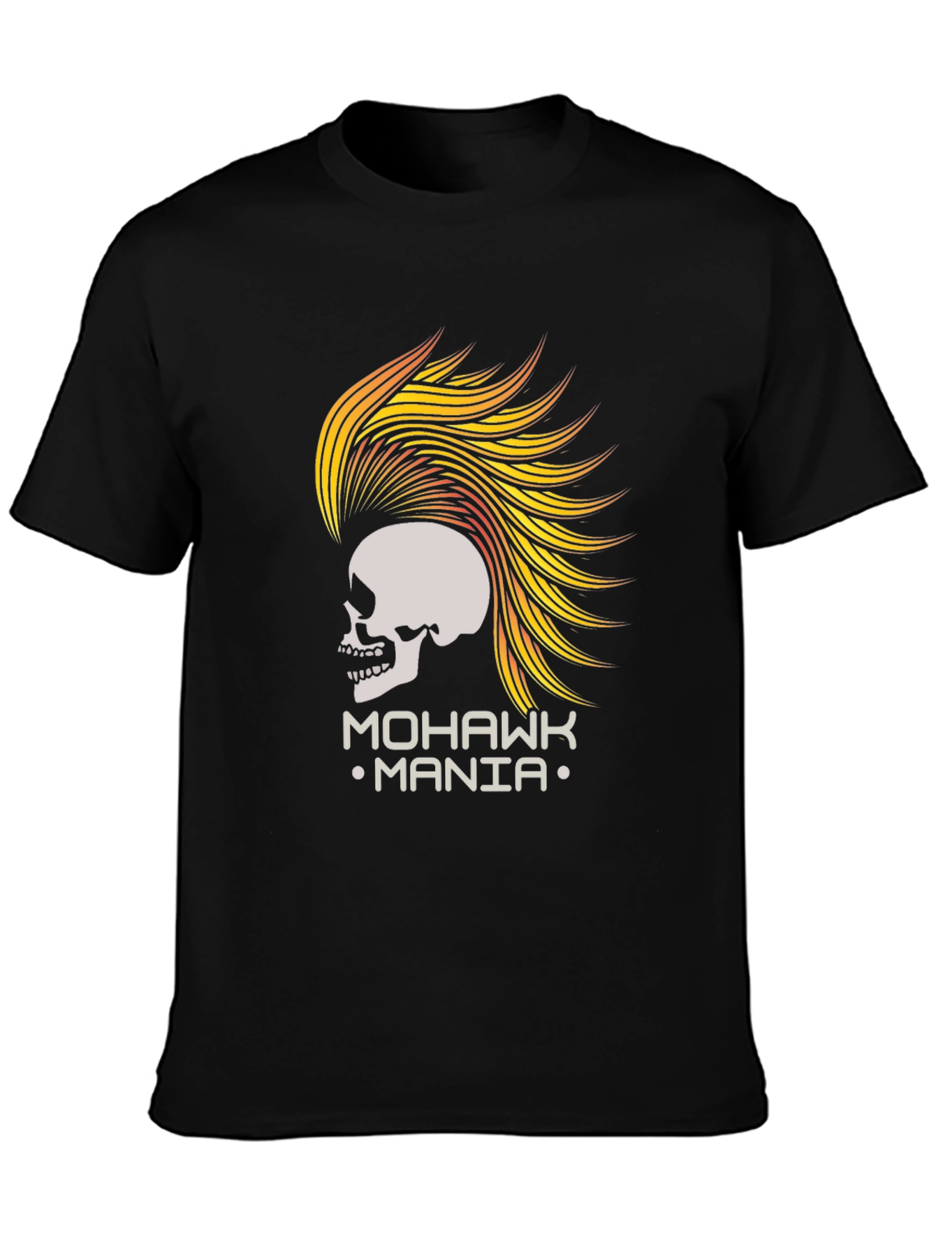 Mohawk Mania Skull Graphic Tee - Black T-Shirt