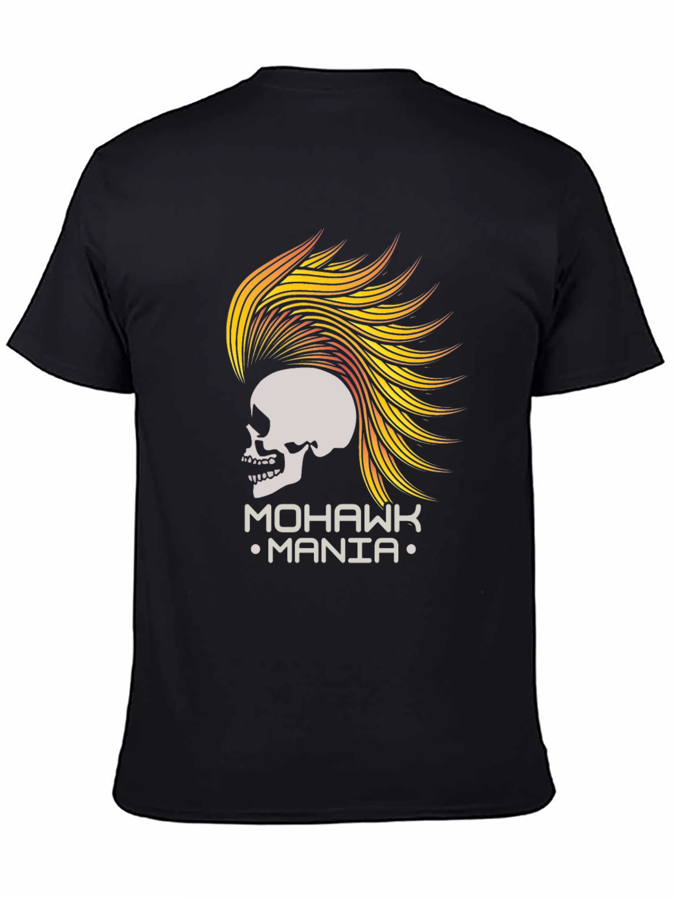 Mohawk Mania Skull Graphic Tee - Black T-Shirt