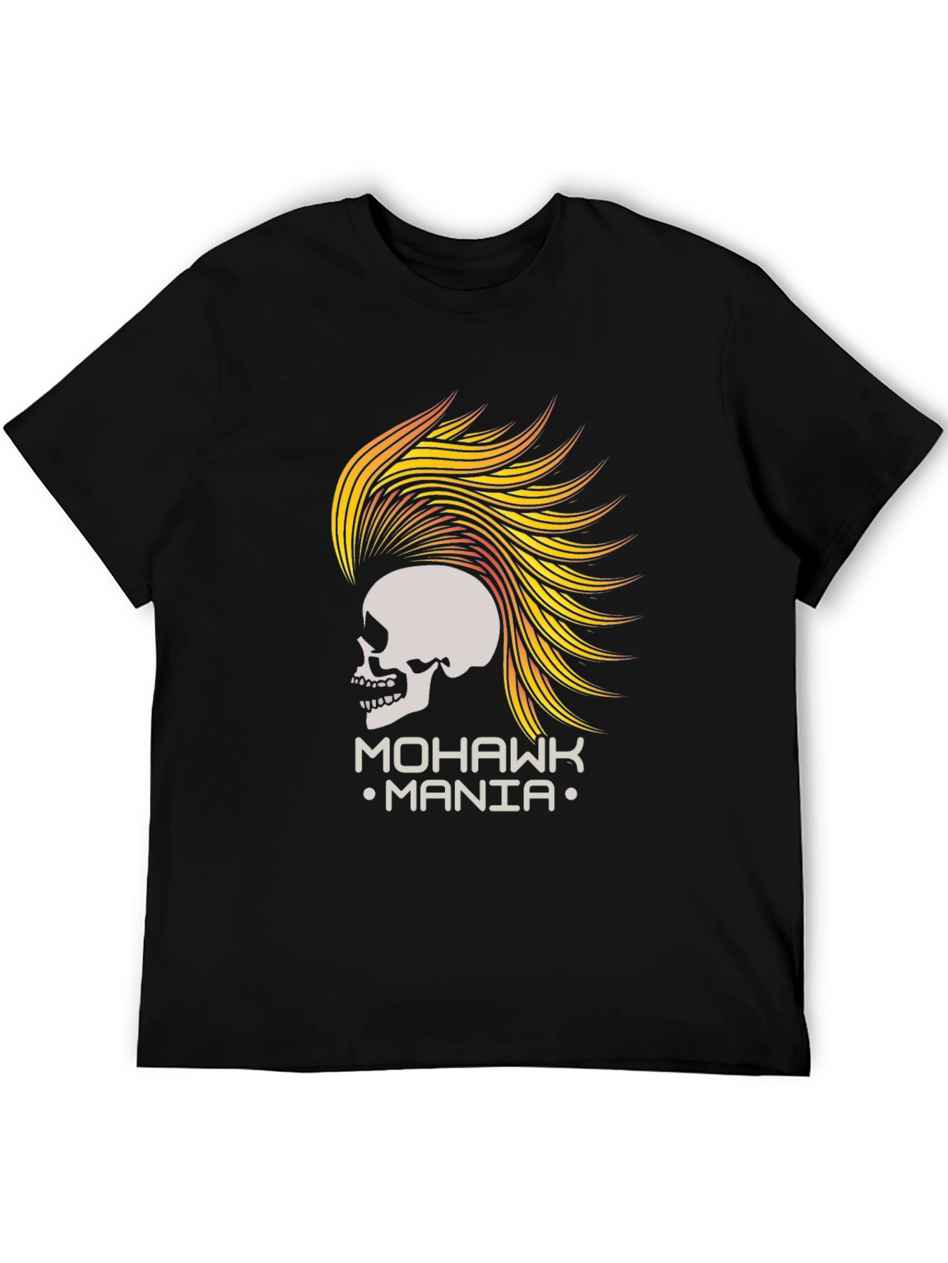 Mohawk Mania Skull Graphic Tee - Black T-Shirt