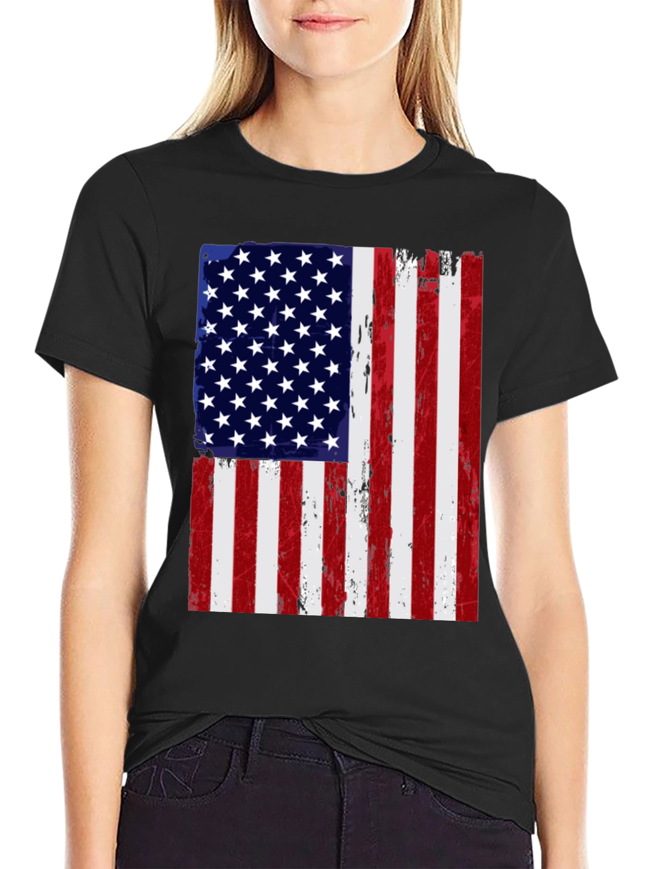 American Flag Distressed Graphic Tee