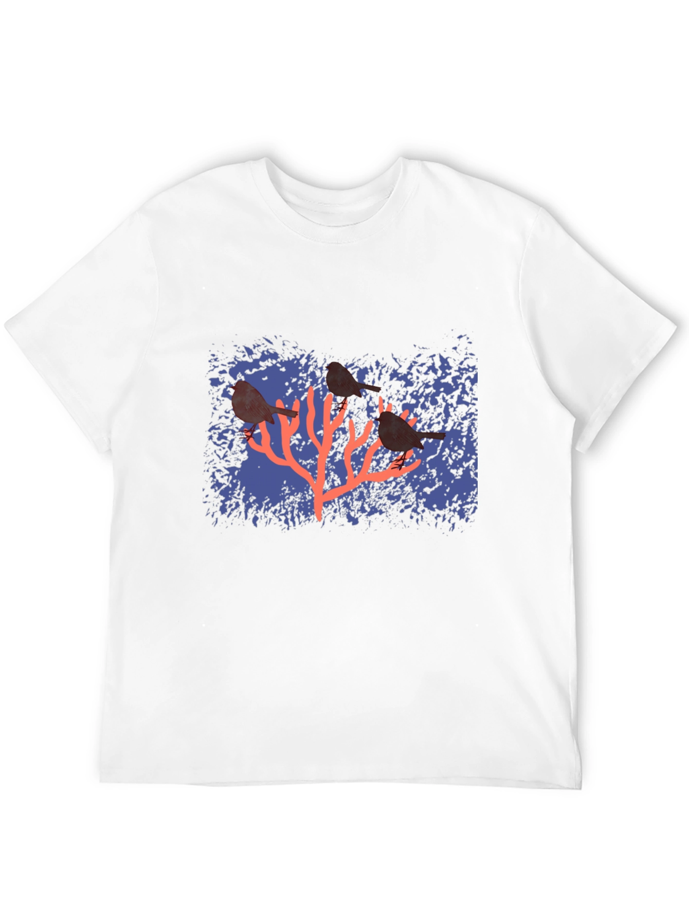 Birds on Coral Graphic T-Shirt