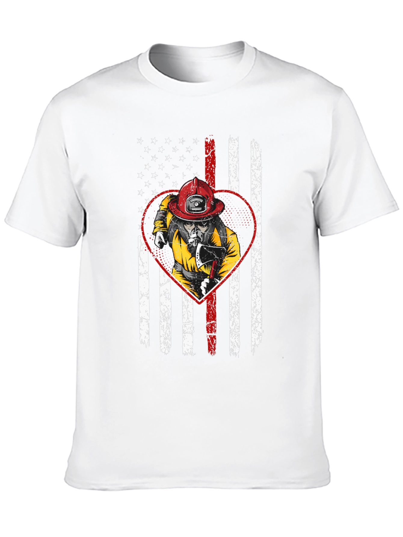 Firefighter US Flag Heart T-Shirt