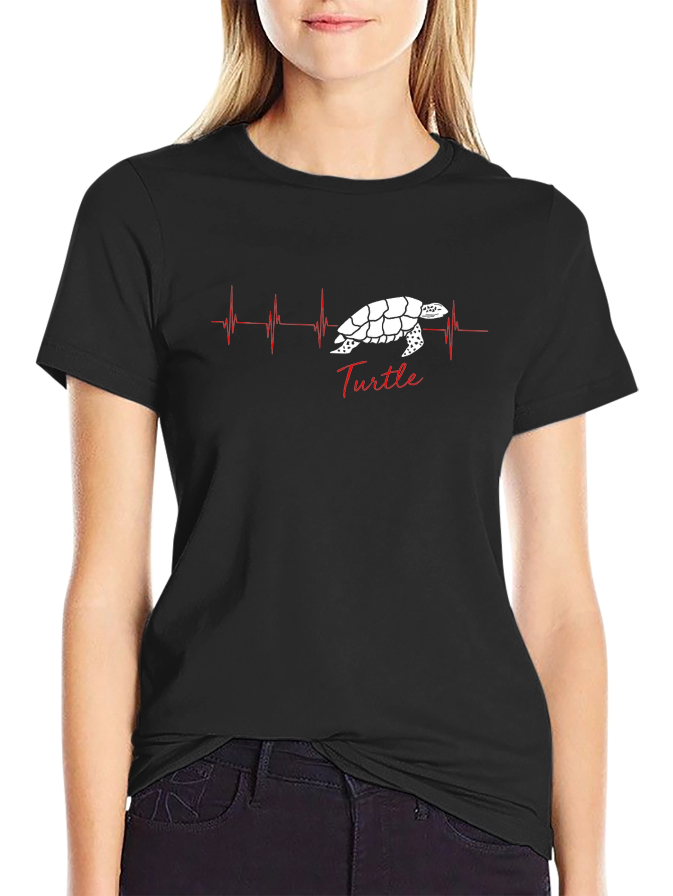 Turtle Heartbeat Graphic Tee - Unisex Black T-Shirt