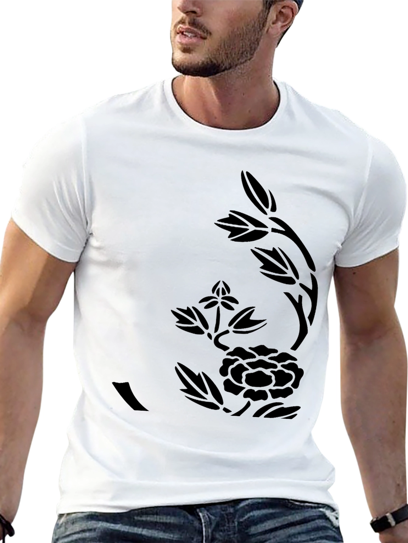 Black Floral Print Tee