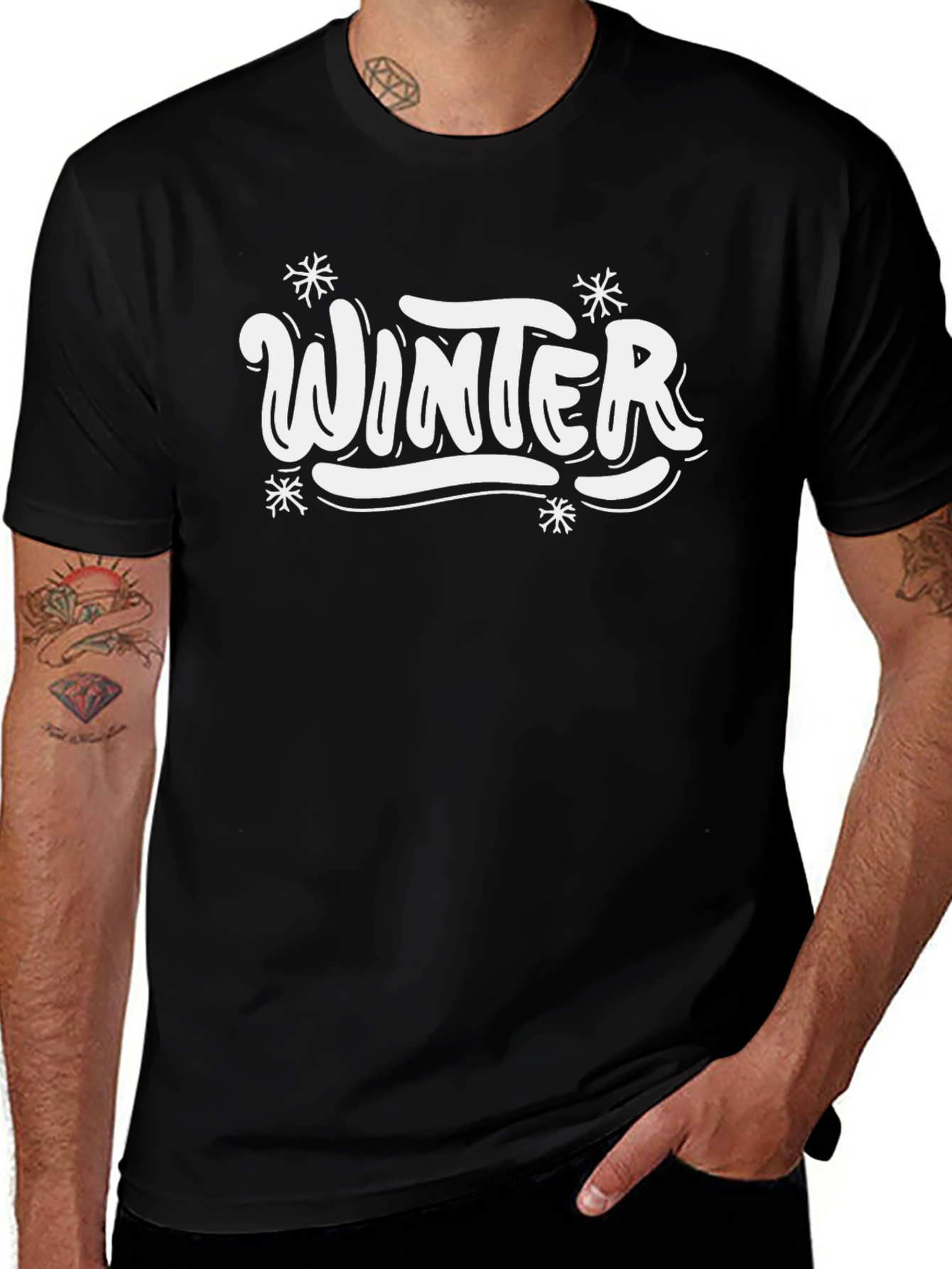 Winter Graphic Tee - Stylish Black T-Shirt