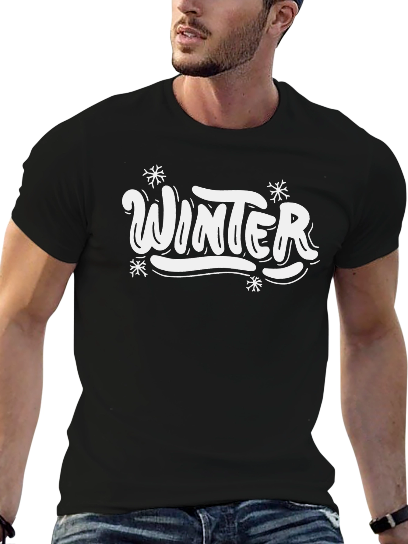 Winter Graphic Tee - Stylish Black T-Shirt