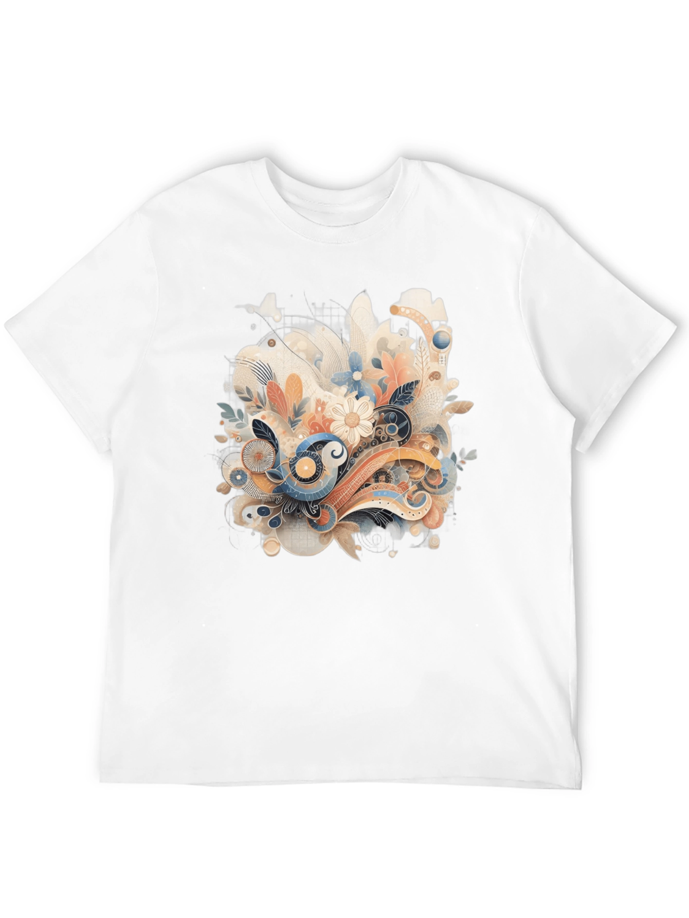 Floral Abstract Graphic Print Black Tee