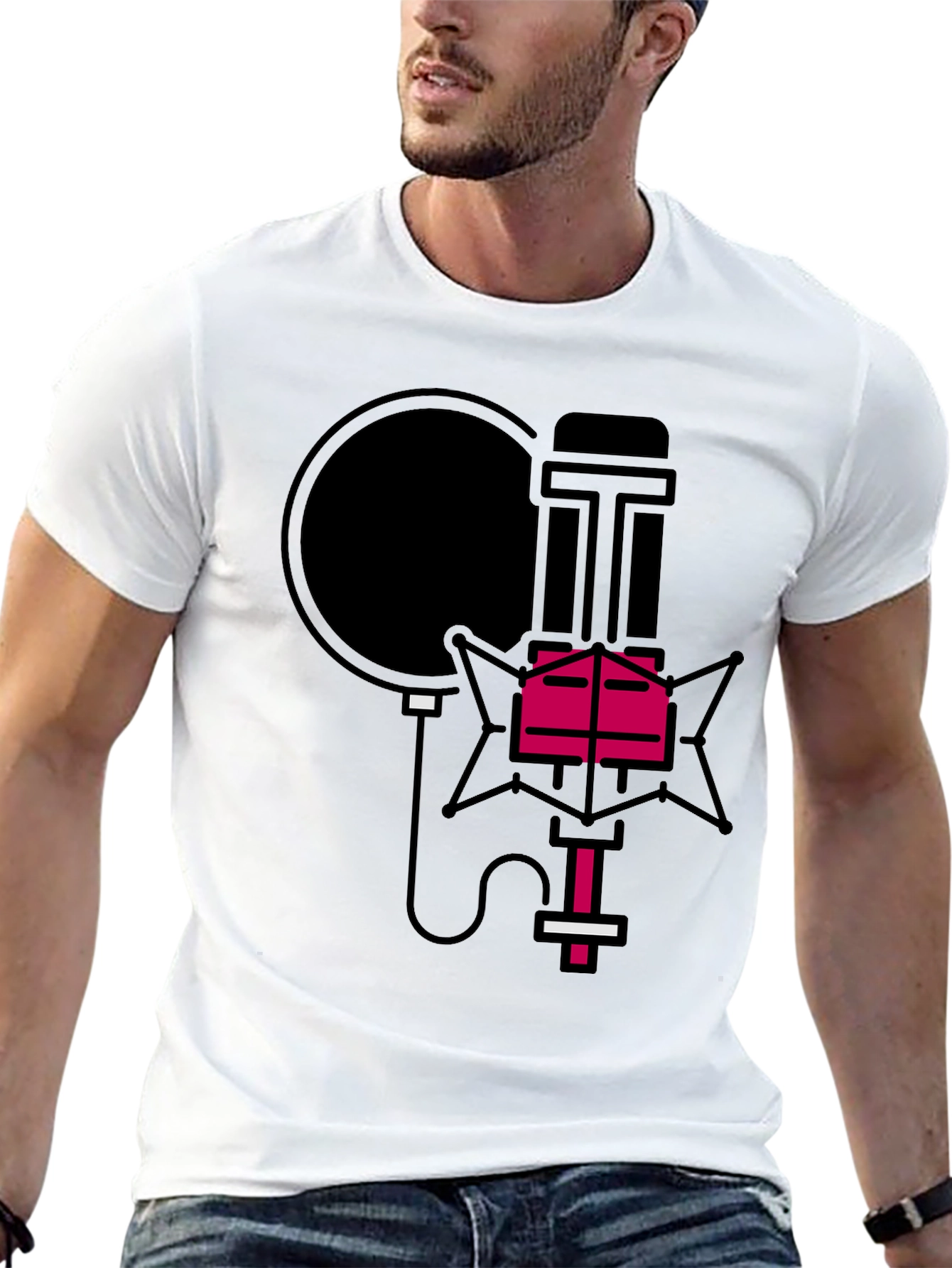 Retro Microphone Graphic Tee - Stylish Music Lover Shirt