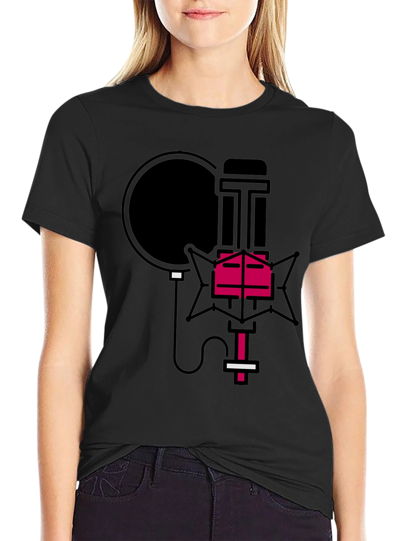 Retro Microphone Graphic Tee - Stylish Music Lover Shirt