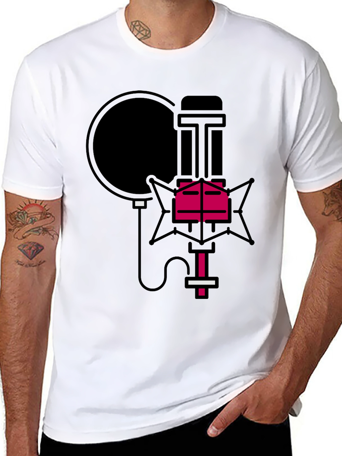 Retro Microphone Graphic Tee - Stylish Music Lover Shirt