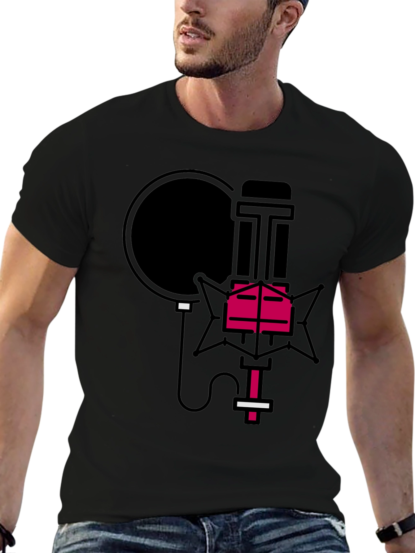 Retro Microphone Graphic Tee - Stylish Music Lover Shirt