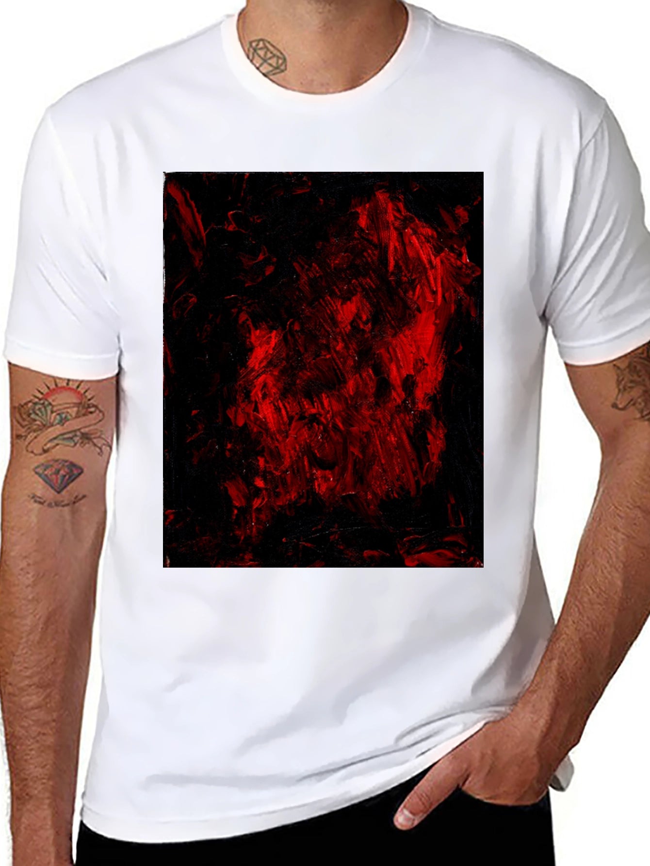 Abstract Red & Black Graphic Tee