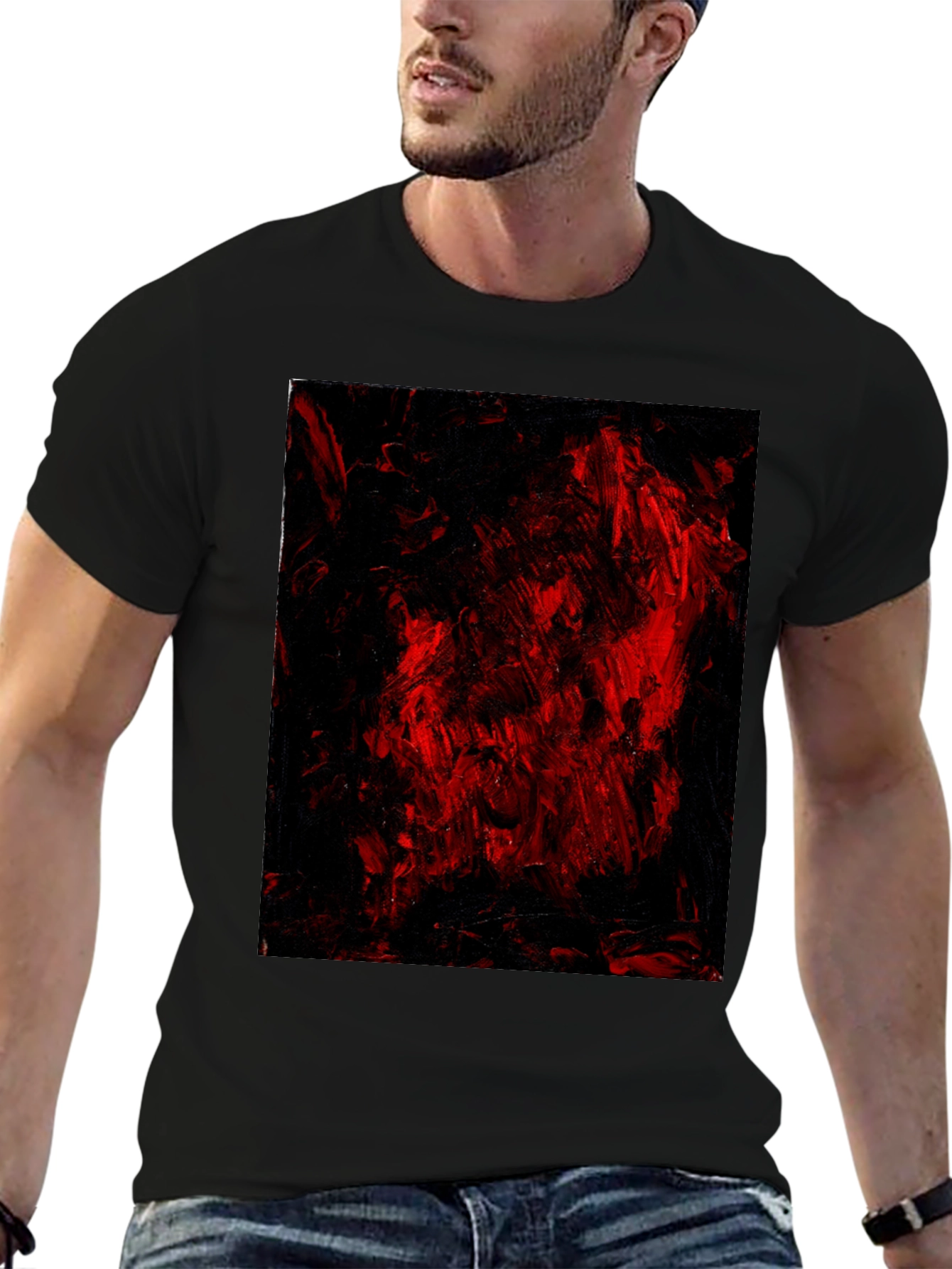 Abstract Red & Black Graphic Tee