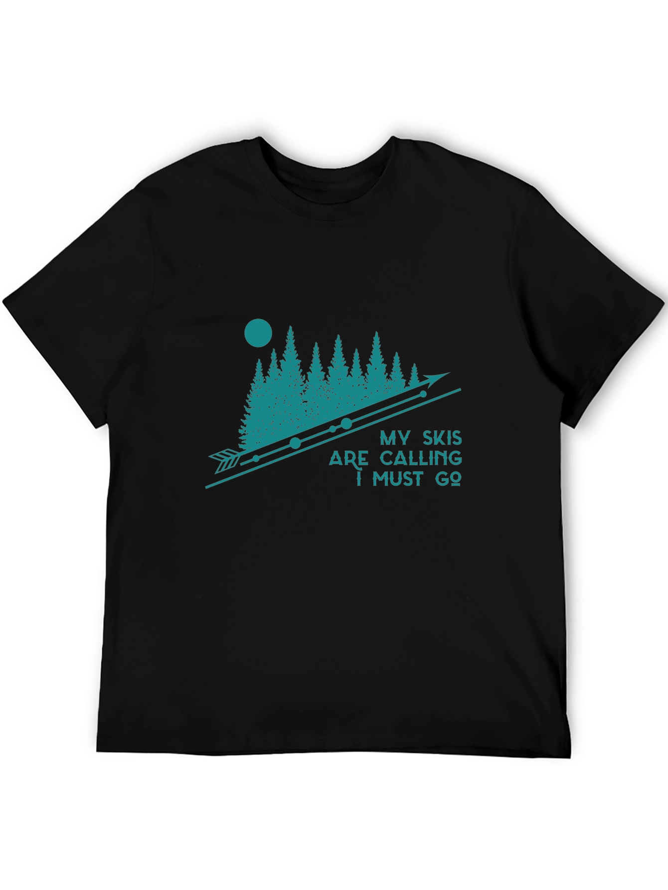 My Skis are Calling Black Graphic T-Shirt
