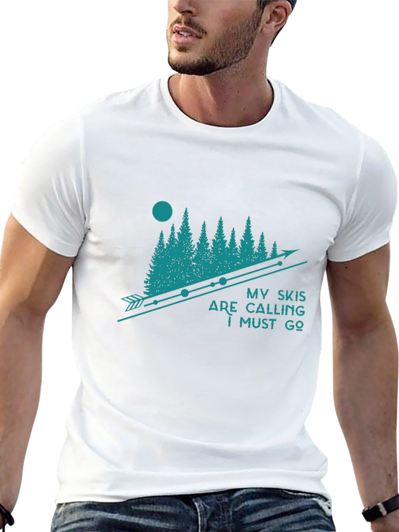 My Skis are Calling Black Graphic T-Shirt