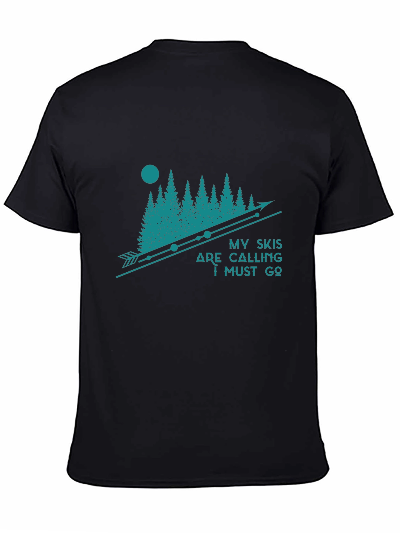 My Skis are Calling Black Graphic T-Shirt