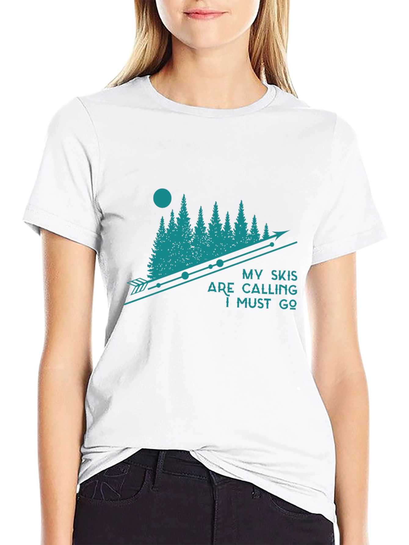 My Skis are Calling Black Graphic T-Shirt