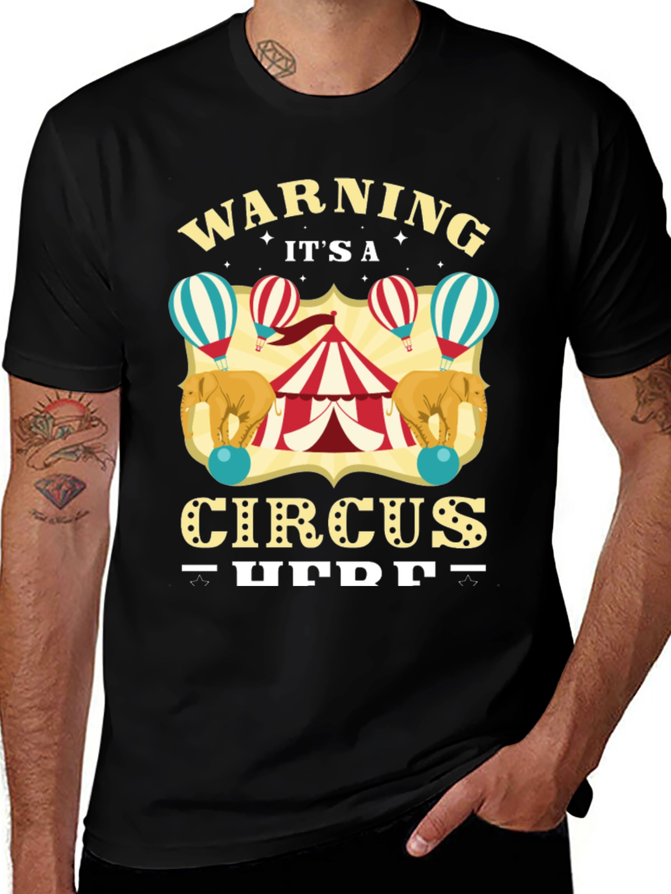 Circus T-Shirt: Warning Its a Circus Here Black Tee