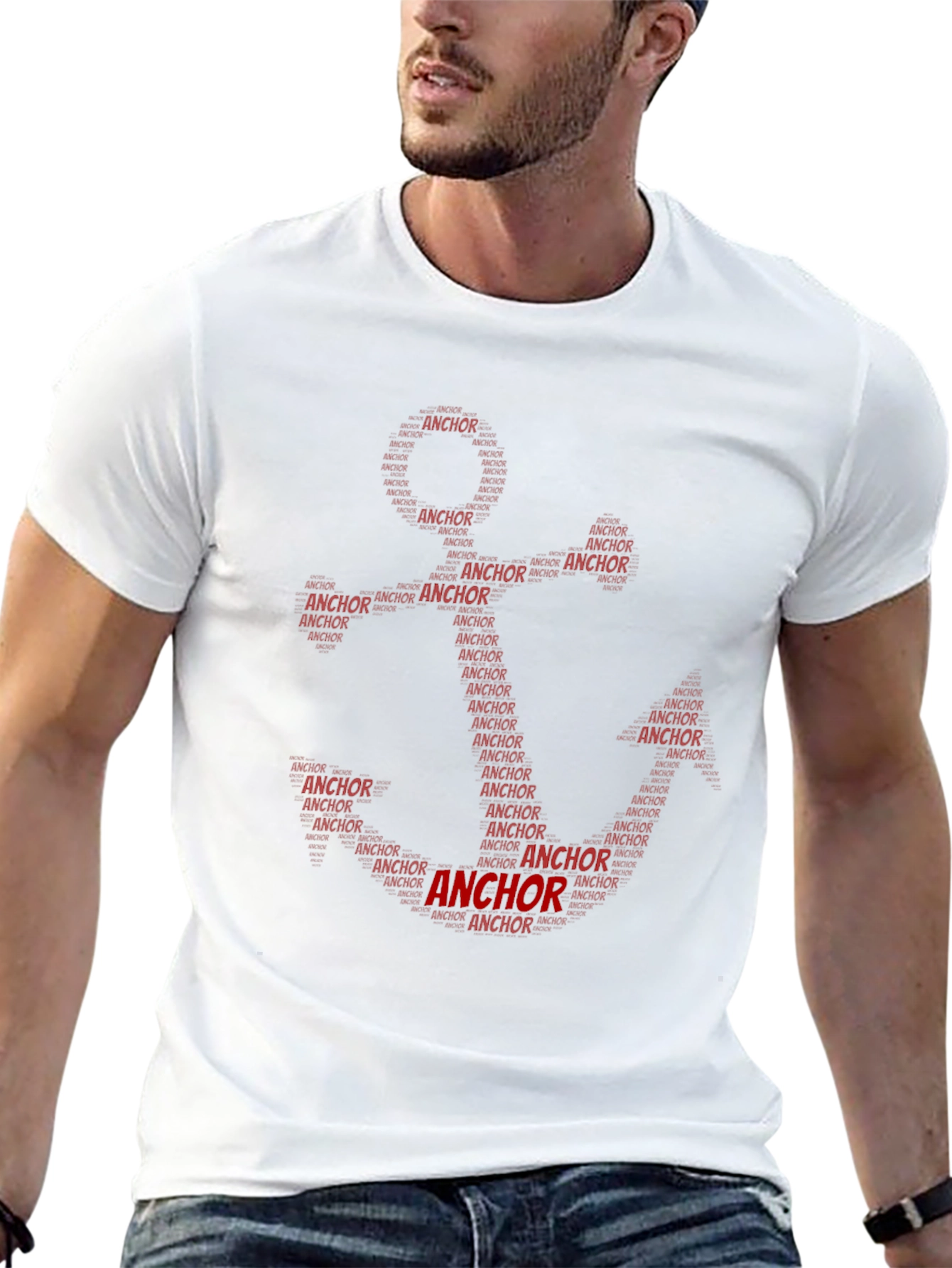 Anchor Word Art Black T-Shirt